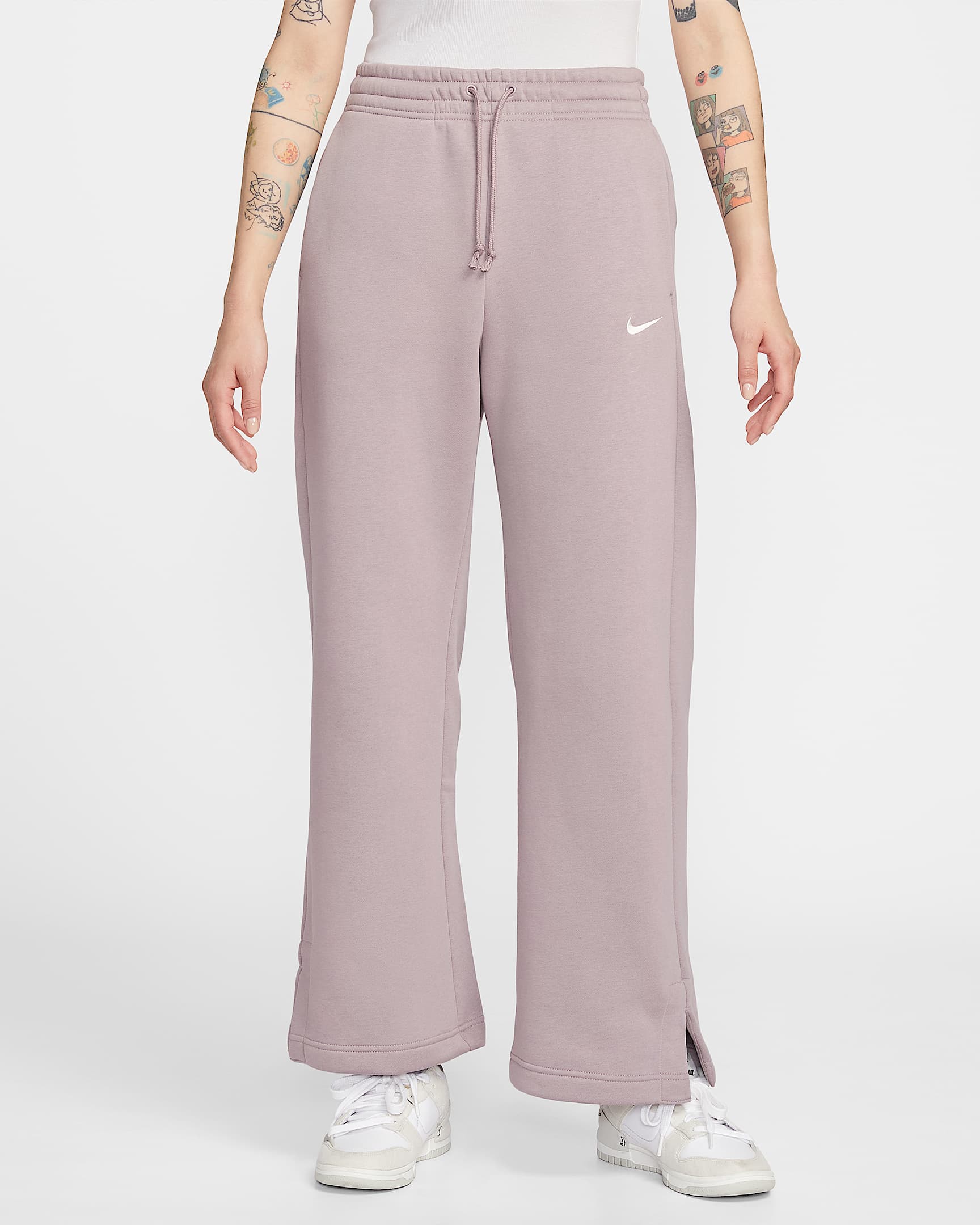 Nike Sportswear Phoenix Fleece 女子加绒高腰阔腿长裤 - 浅矿石紫/帆白