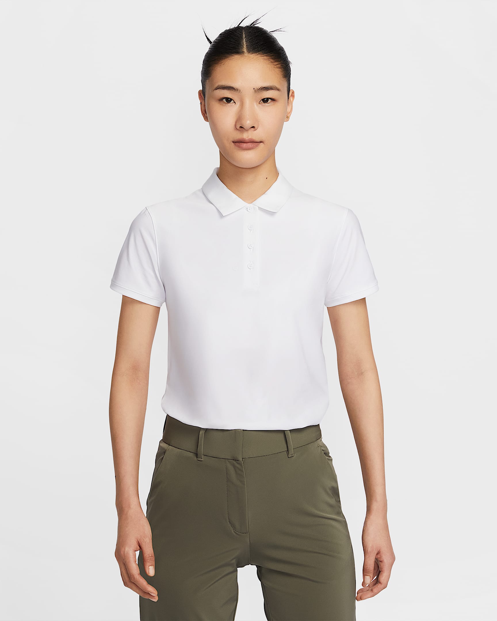 Nike Victory Dri-FIT 女子速干短袖高尔夫翻领T恤 - 白色/黑
