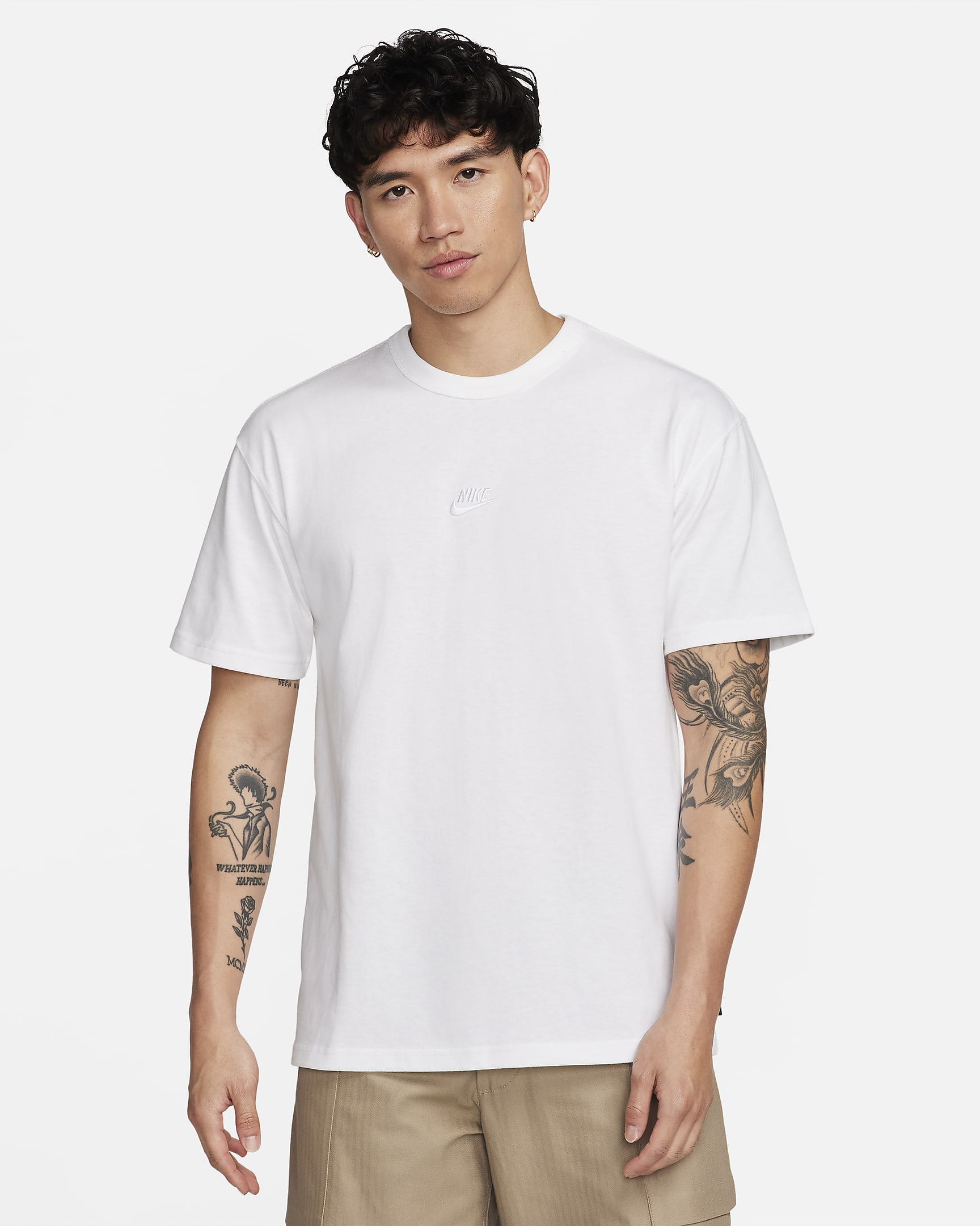 Nike Sportswear Premium Essentials 男子厚实棉料宽松舒适纯棉T恤 - 白色/白色