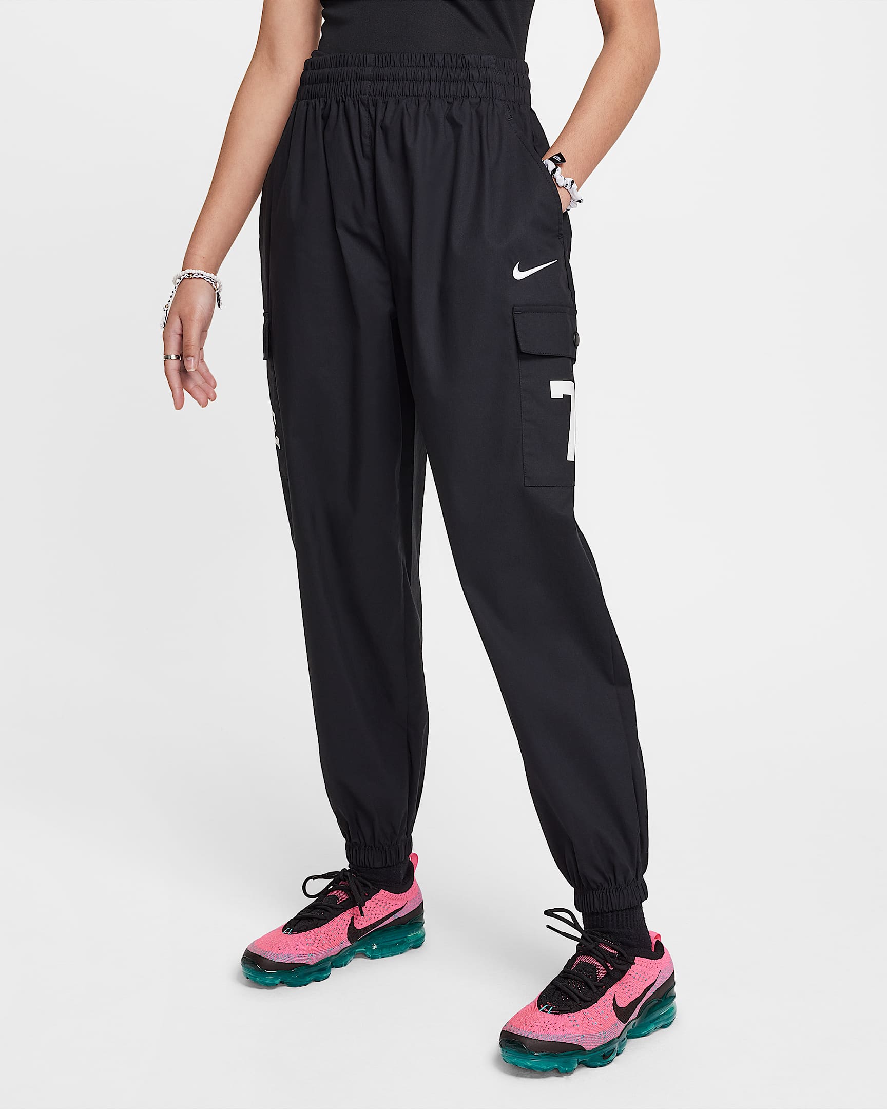 Nike Sportswear 大童（女孩）工装长裤 - 黑