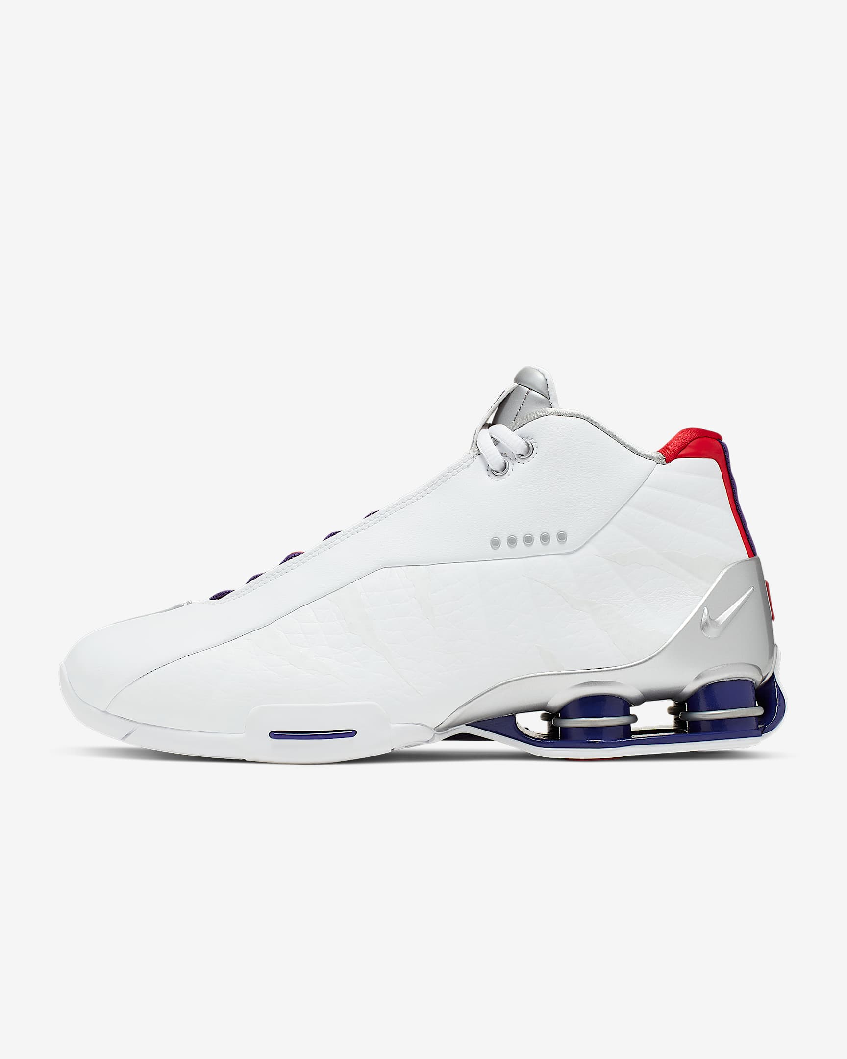 Nike Shox BB4 QS 男子运动鞋 - 白色/庭紫/大学红/金属银