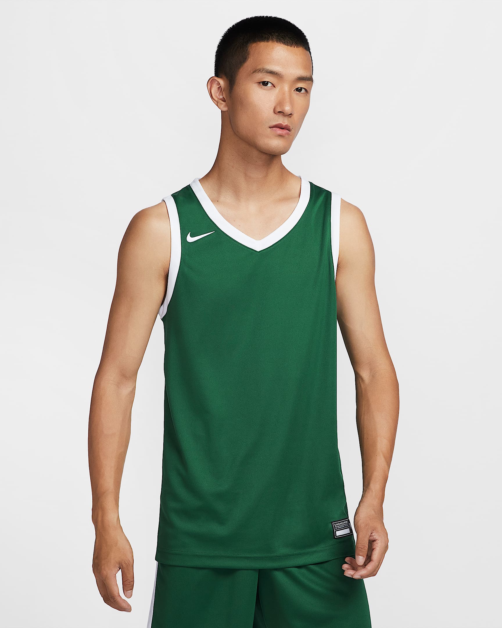 Nike Dri-FIT Stock Crossover 男子速干球衣 - 峡谷绿/白色/白色