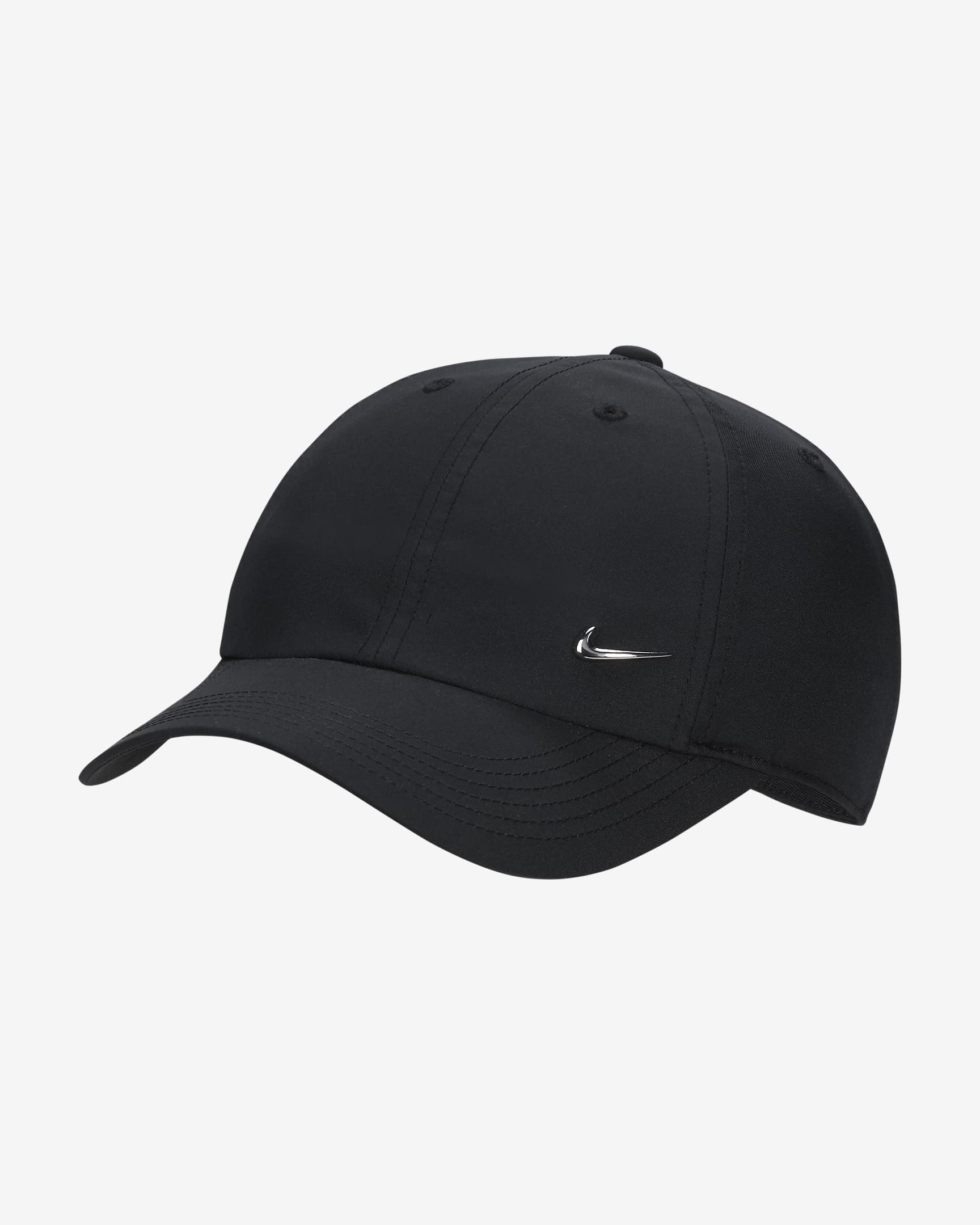 Nike Dri-FIT Club 大童速干软顶金属耐克勾运动帽 - 黑/金属银