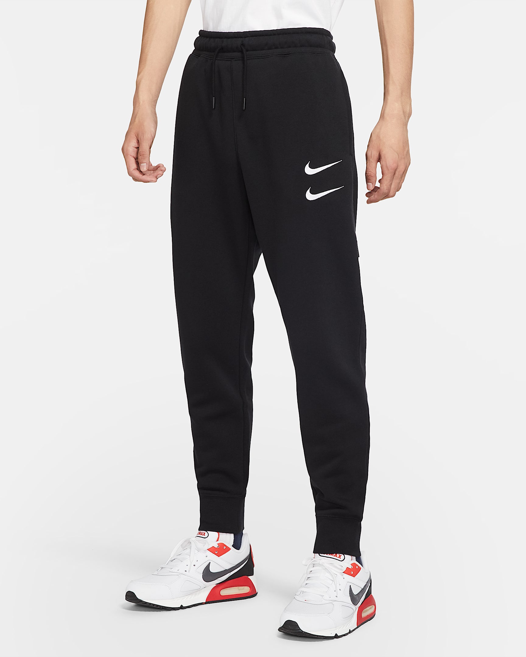 Nike Sportswear Swoosh 男子长裤 - 黑/白色
