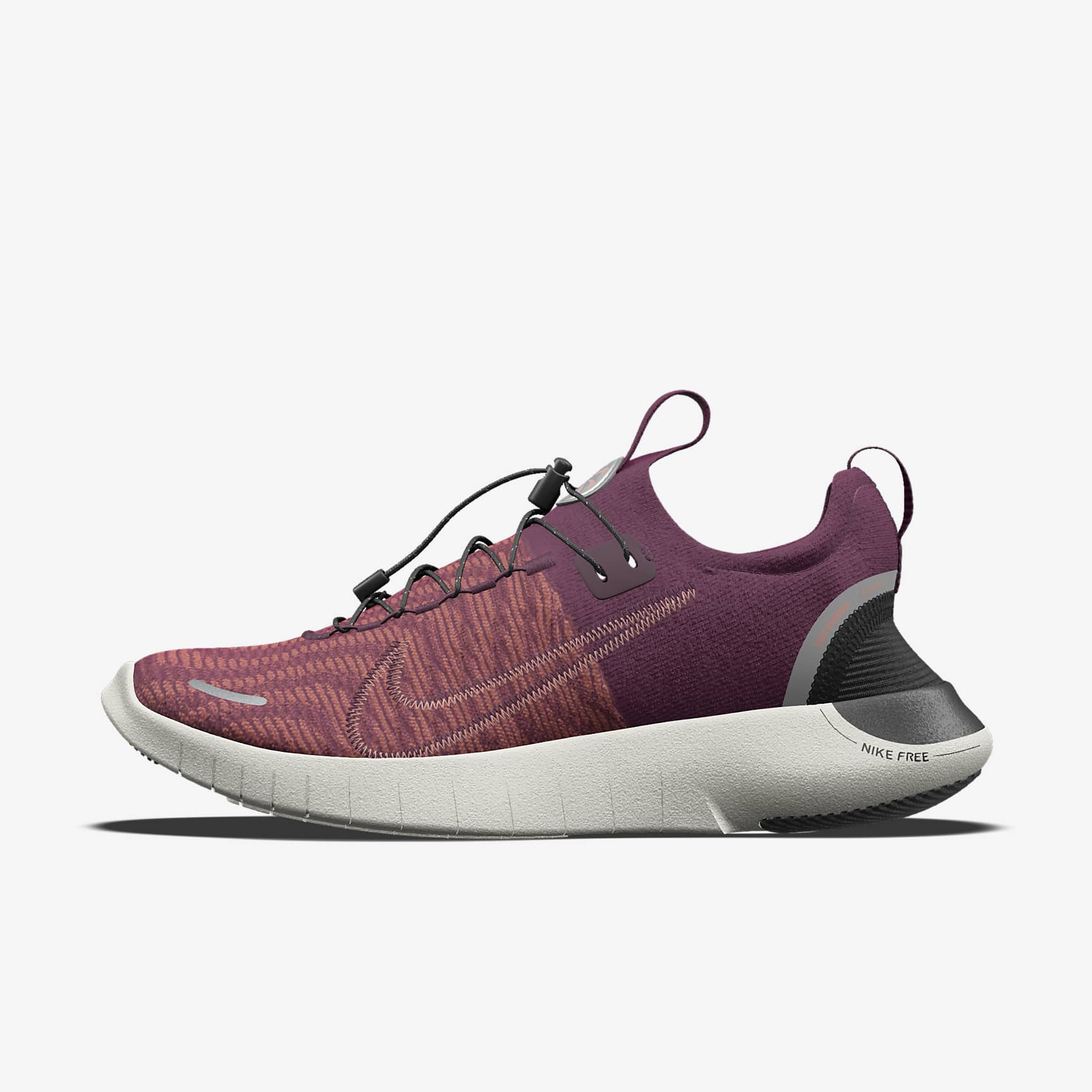 Nike Free RN By You 专属定制女子公路跑步鞋 - 波尔多酒红色/杉木红/波尔多酒红色