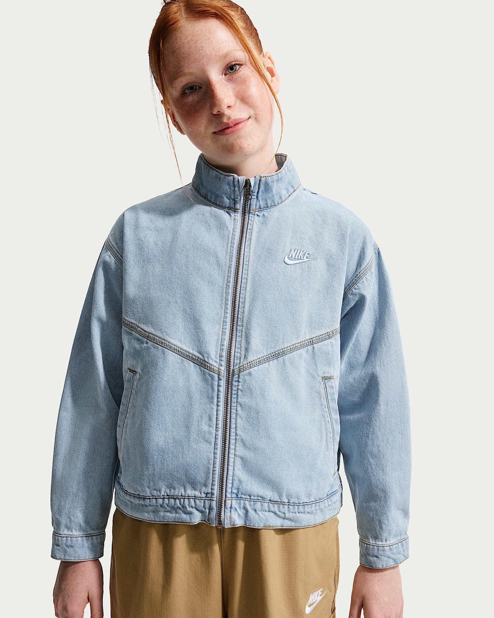 Nike Sportswear Collection Windrunner 大童牛仔夹克 - 浅军械蓝/浅军械蓝/麦黄/浅军械蓝