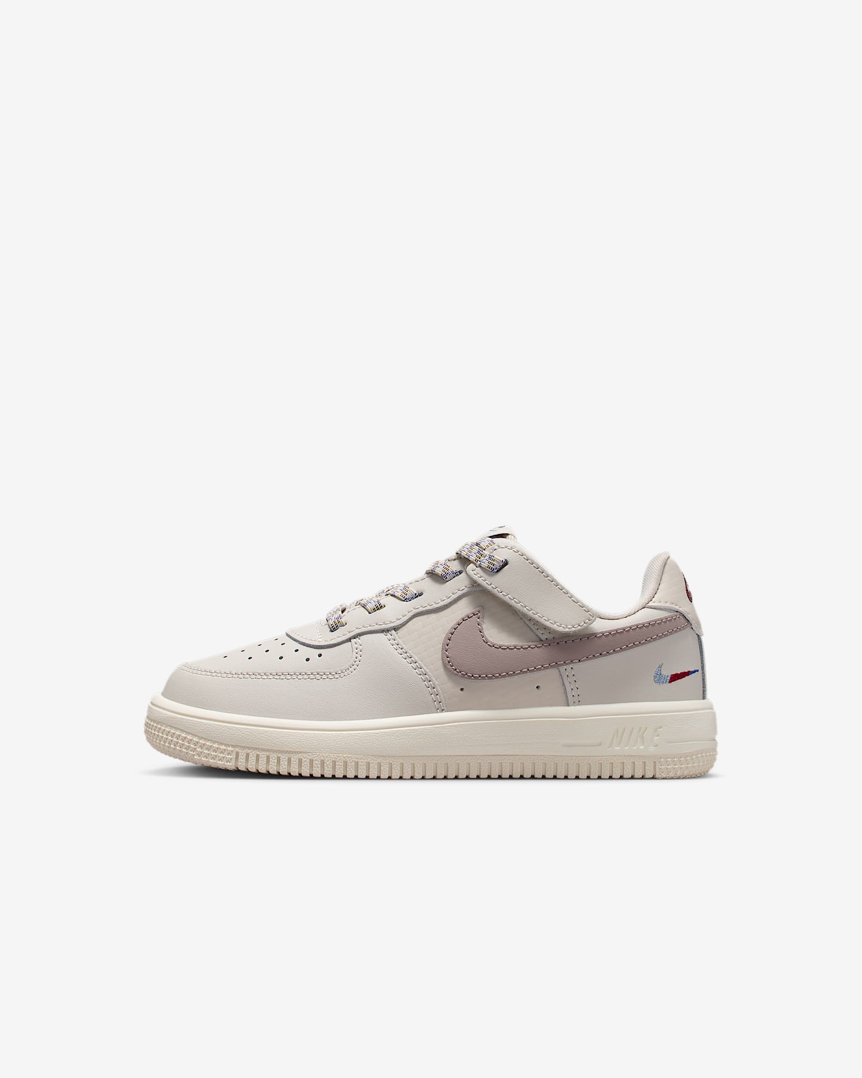 Nike Force 1 Low LV8 EasyOn 幼童运动鞋 - 浅土褐/鲜亮勃艮第酒红/彗星蓝/麦芽黄