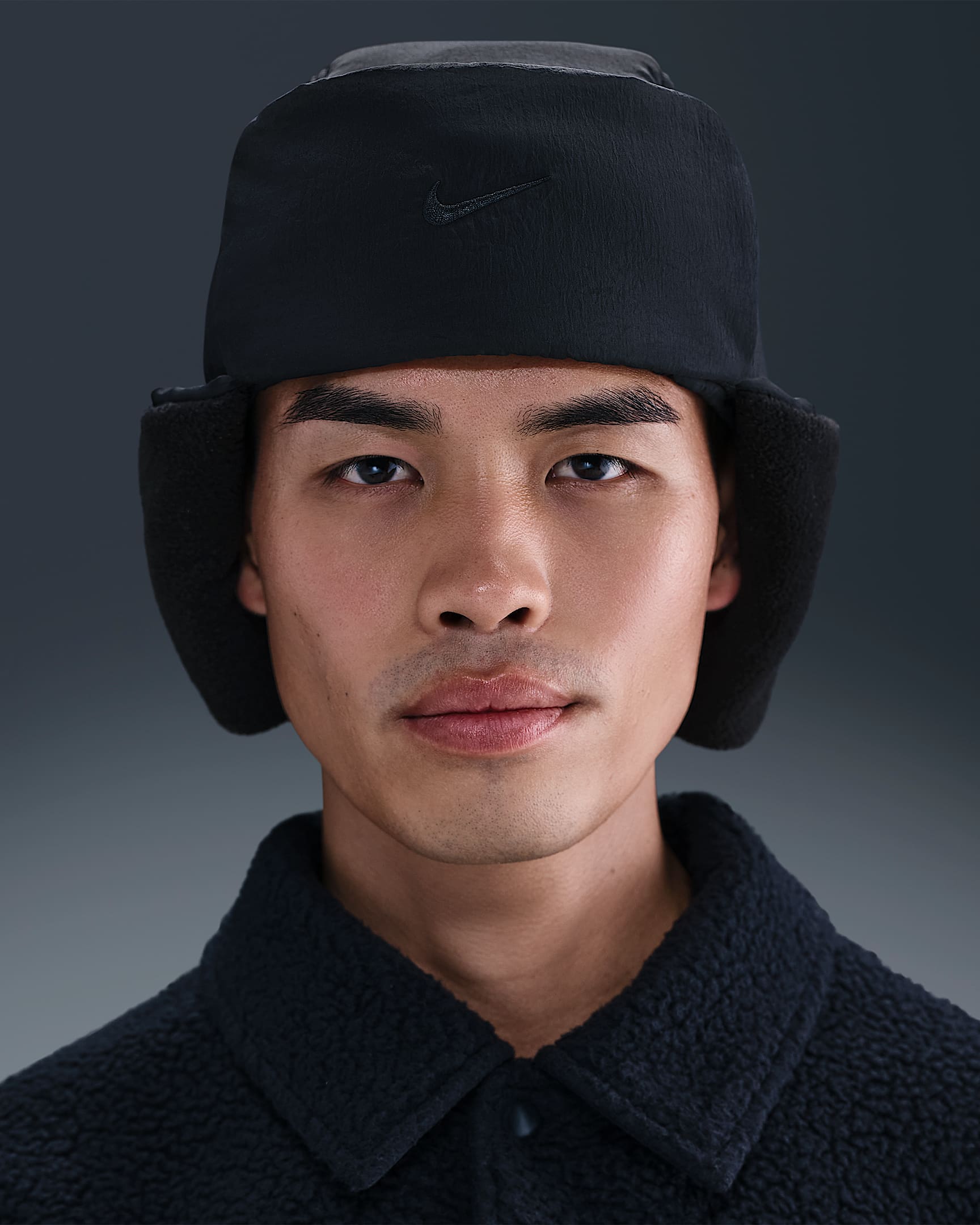 Nike Fly Puffer Trapper 摇粒绒拼接里料软顶运动帽 - 黑/黑/沙堆白