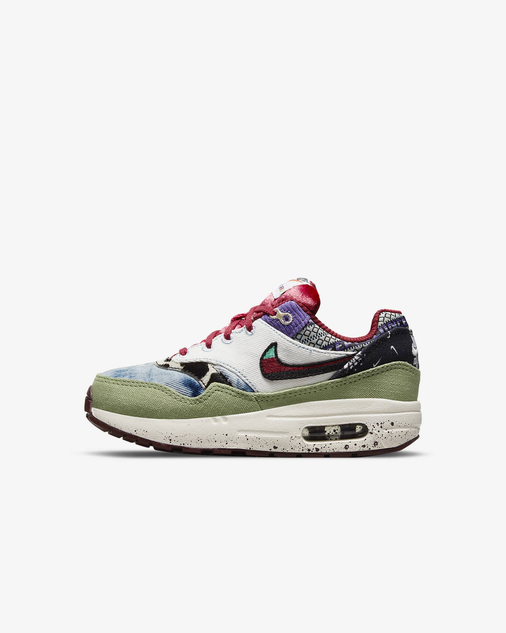 Nike Air Max 1 SP (PS) 幼童运动童鞋 - 油绿/黑/队红/帆白