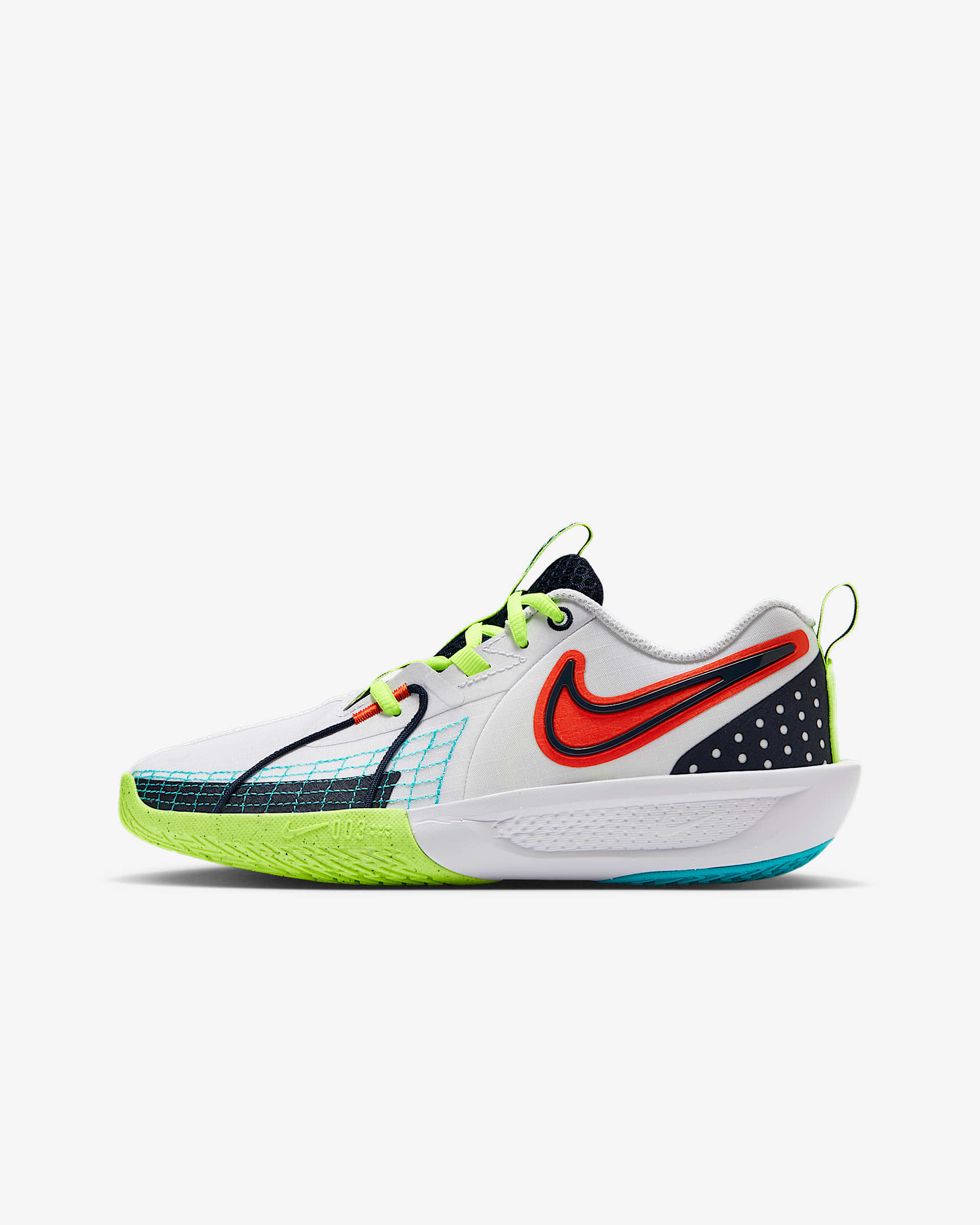 Nike G.T. Cut 3 SE 大童篮球鞋 - 白色/热情红/荧光黄/黑曜石色