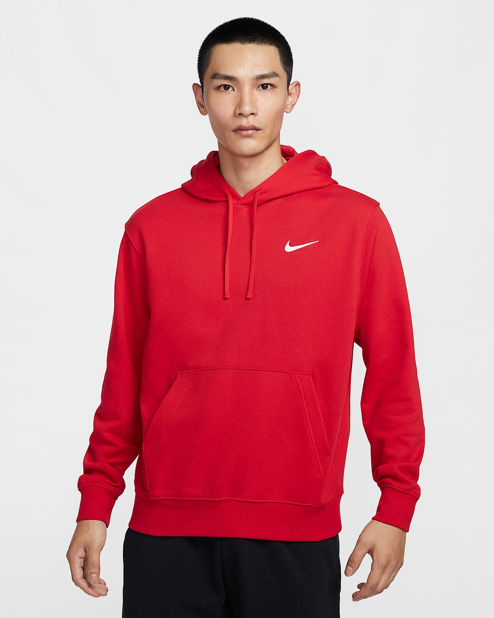 Nike Club 男子套头连帽衫 - 大学红/白色