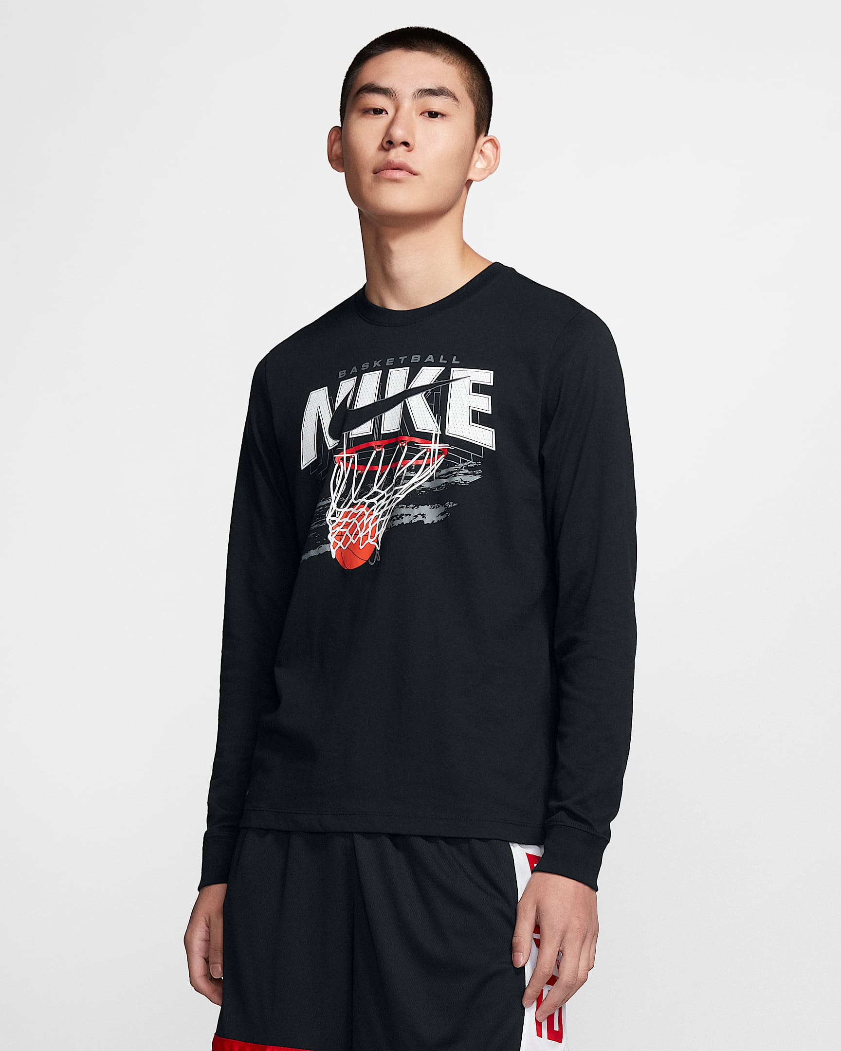Nike Dri-FIT "Swish" 男子长袖篮球T恤 - 黑/黑