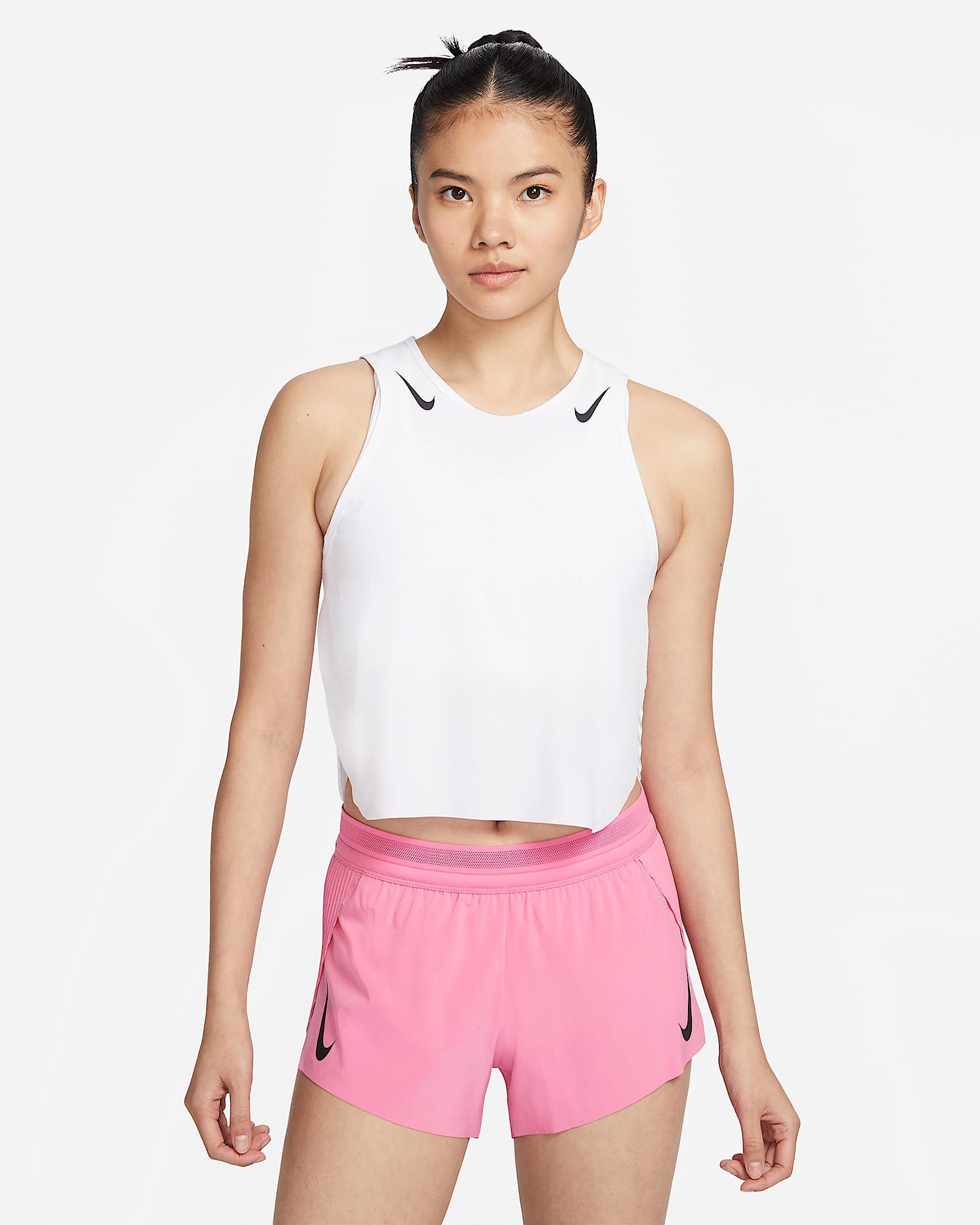 Nike AeroSwift Dri-FIT ADV 女子速干短款跑步背心 - 白色/黑