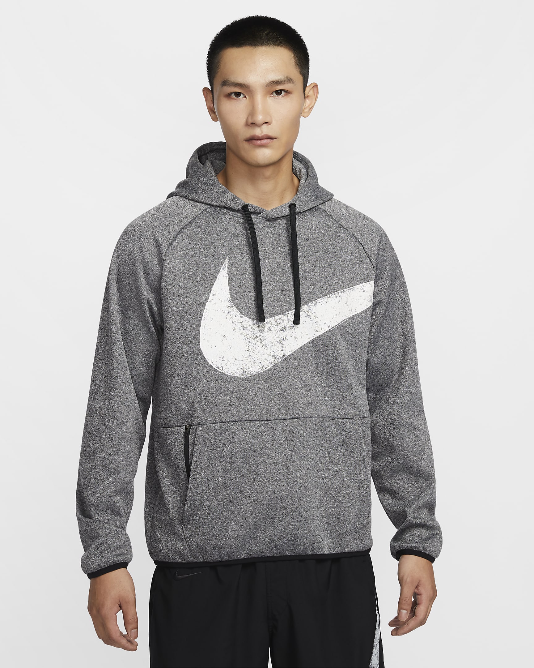 Nike Therma-FIT 男子加绒训练套头连帽衫 - 黑/调色/黑/白色