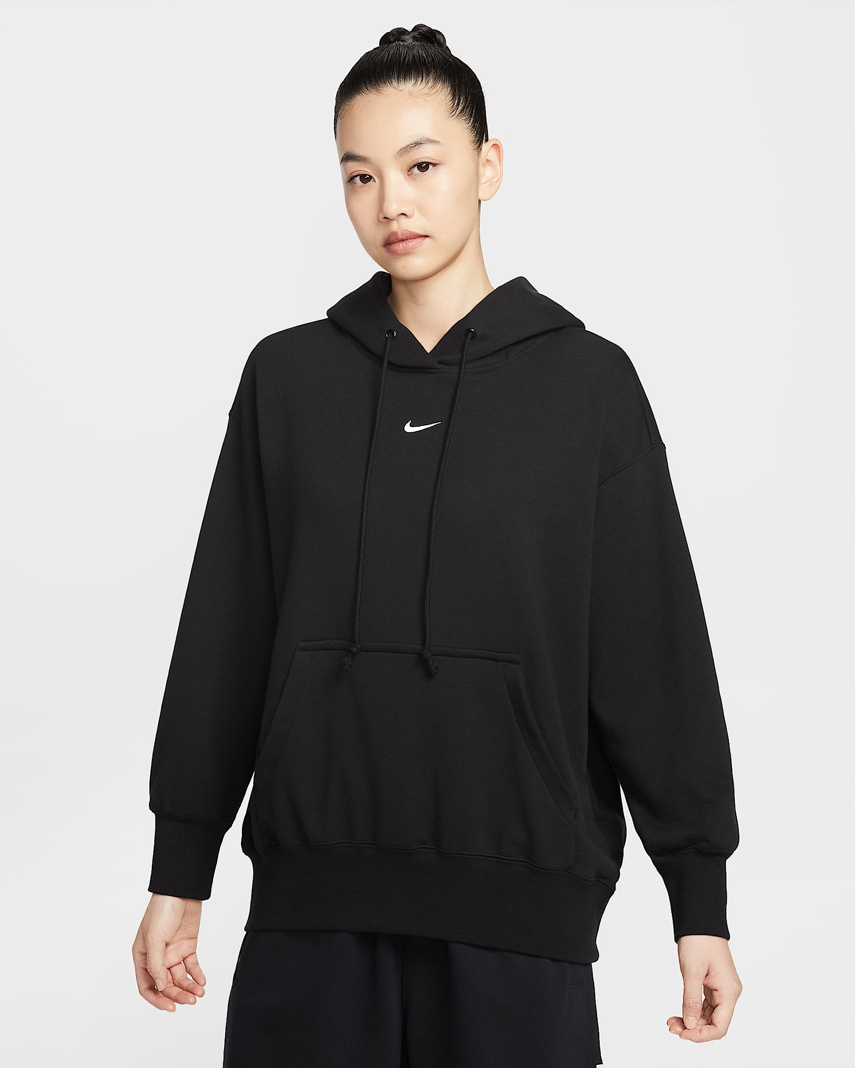 Nike Phoenix Fleece 女子 Oversize 风套头篮球连帽衫 - 黑/白色
