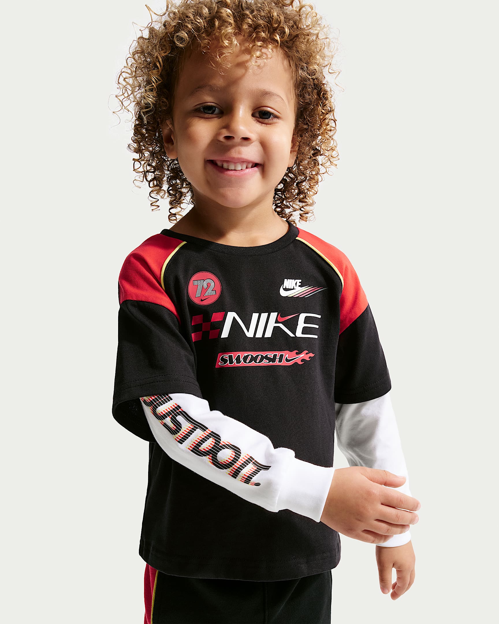 Nike Sportswear Victory Lap 婴童假两件式长袖T恤 - 黑