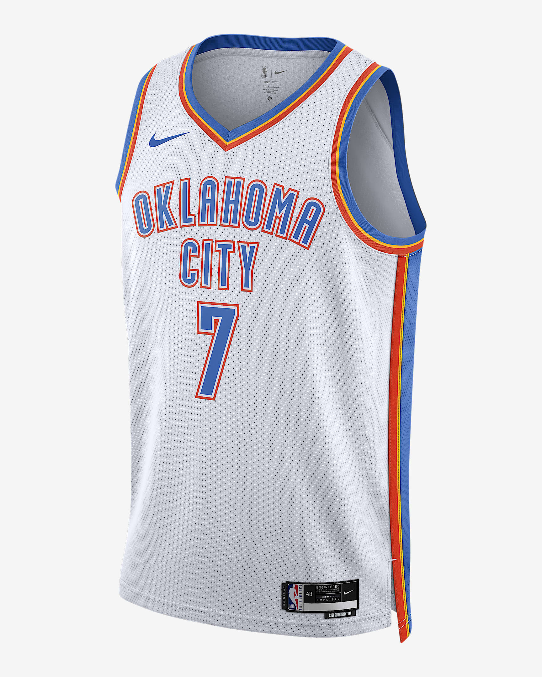 俄克拉荷马城雷霆队 Association Edition Nike Dri-FIT NBA Swingman Jersey 男子速干球衣 - 白色