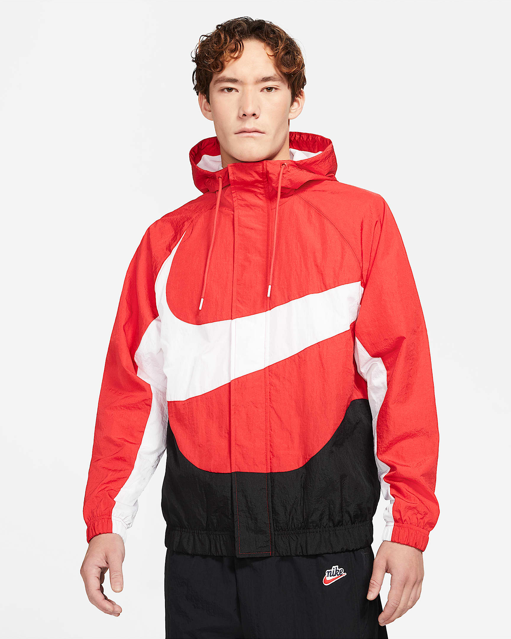 Nike Sportswear Swoosh 男子梭织夹克 - 大学红/黑/白色/白色