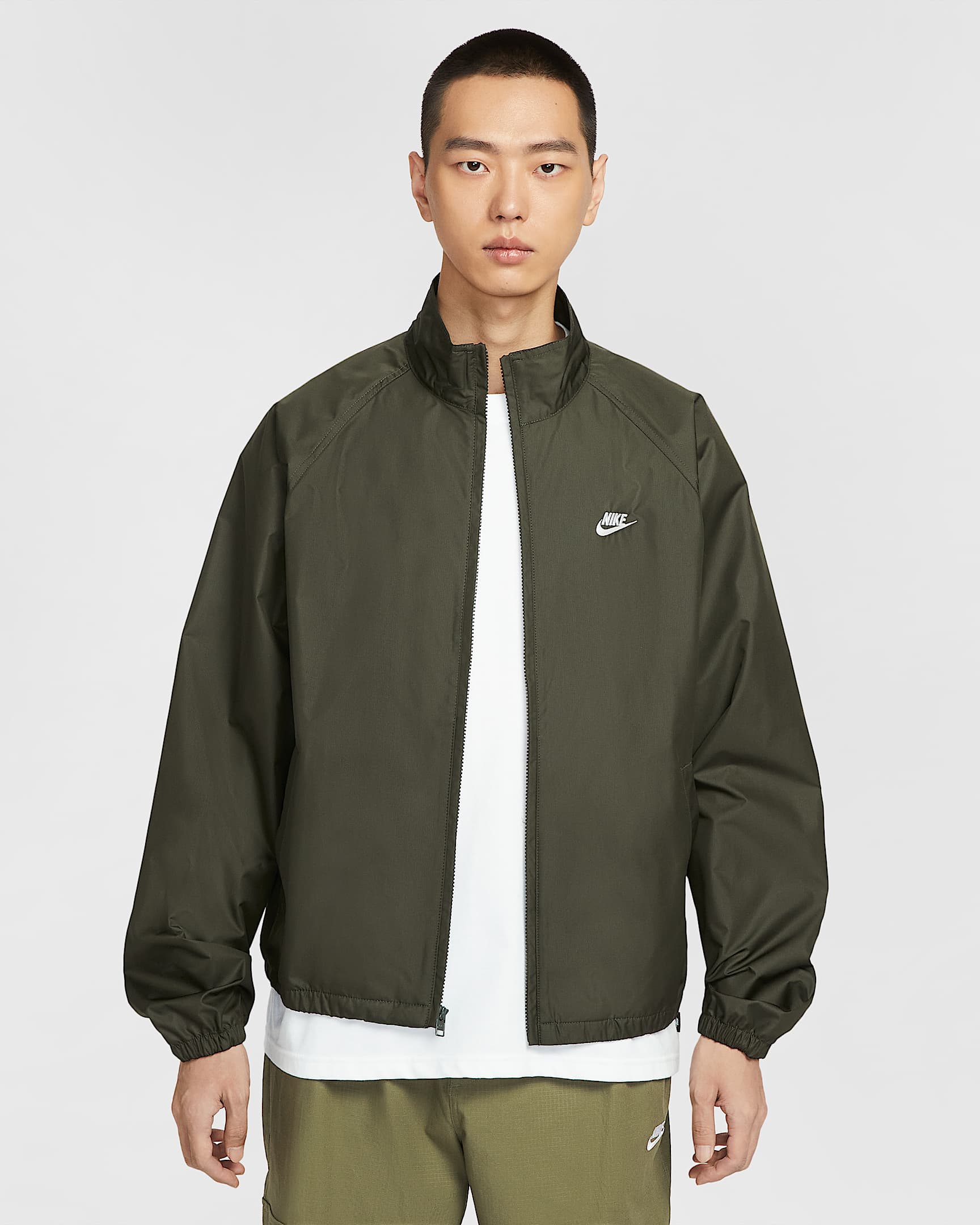 Nike Sportswear Club Roscoe 男子全长拉链开襟夹克 - 红杉绿/白色
