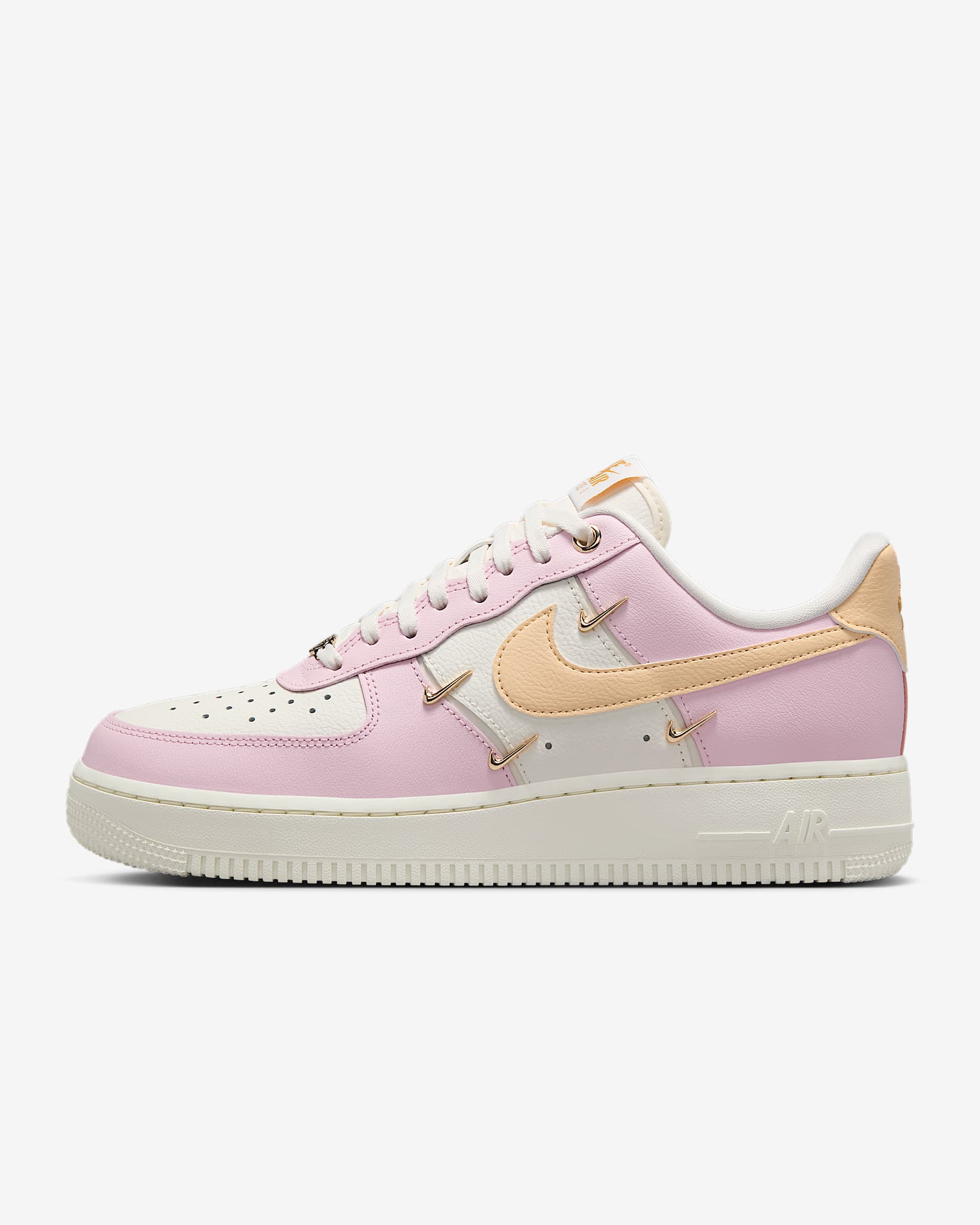 Nike Air Force 1 '07 LX 女子空军一号小金钩运动鞋 - 泡沫粉/帆白/金属色/淡香草黄