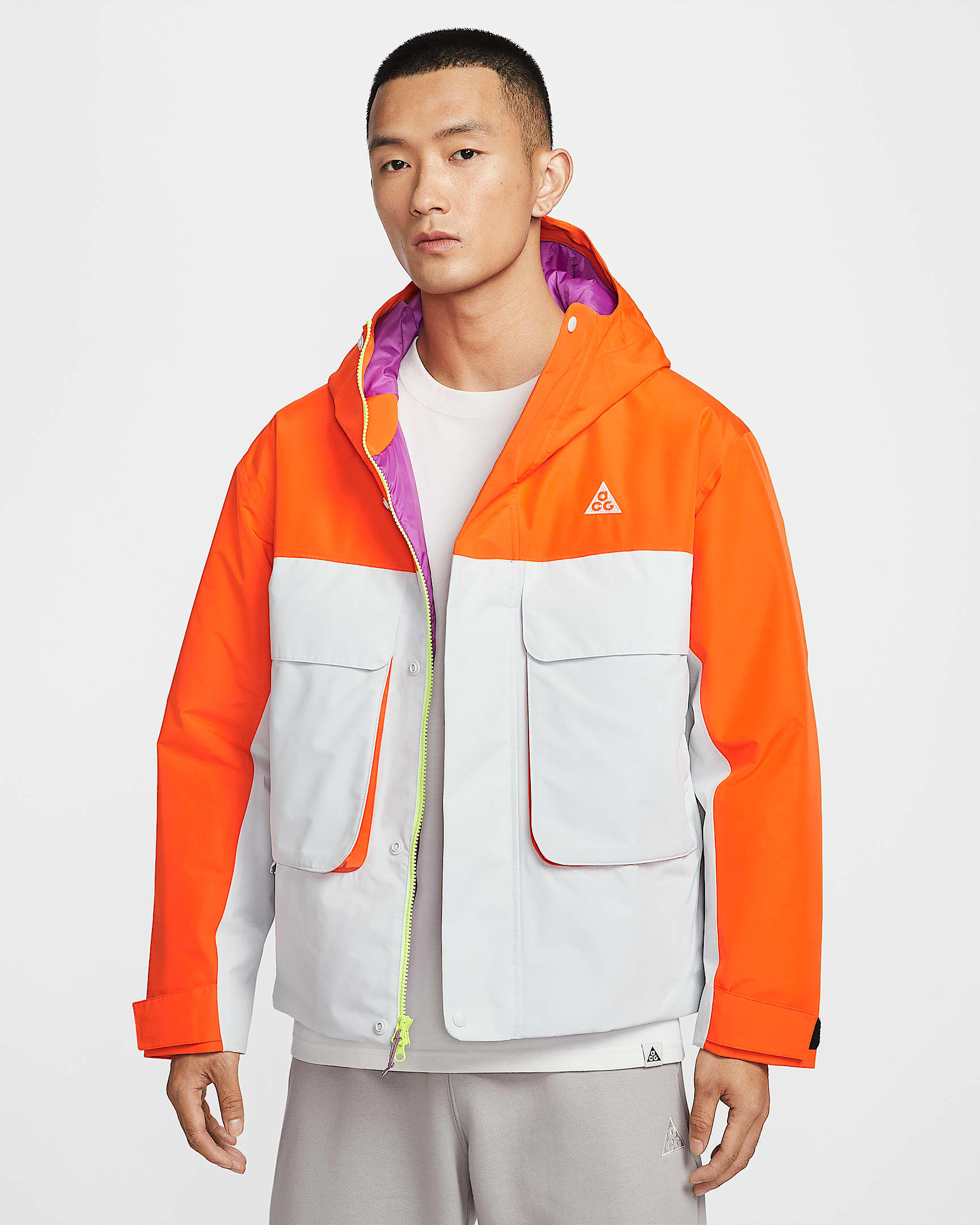 Nike ACG PrimaLoft® "Skull Peak" Storm-FIT 男子防风拒水棉服夹克 - 安全橙/明亮紫/大学灰/山峰白