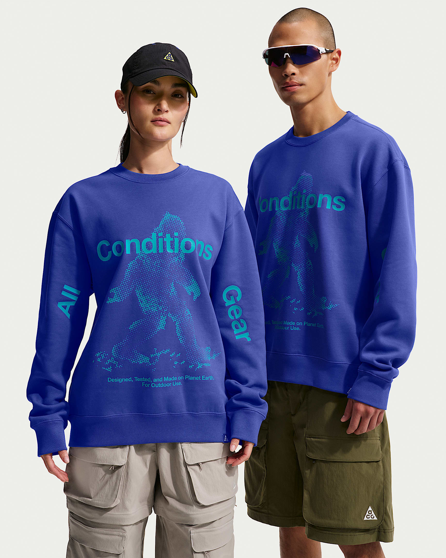 Nike ACG "Tuff Fleece" Therma-FIT 男子拒水加绒套头圆领运动衫 - 青石蓝