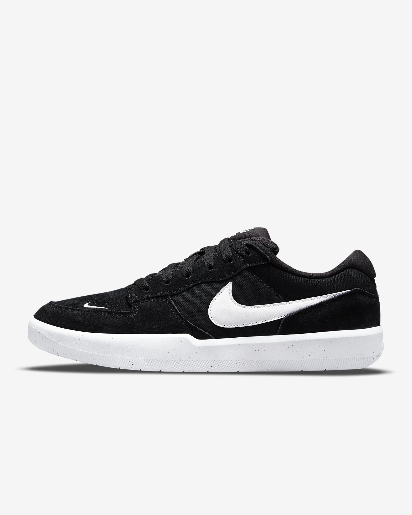 Nike SB Force 58 男/女复古情侣滑板鞋 - 黑/黑/白色