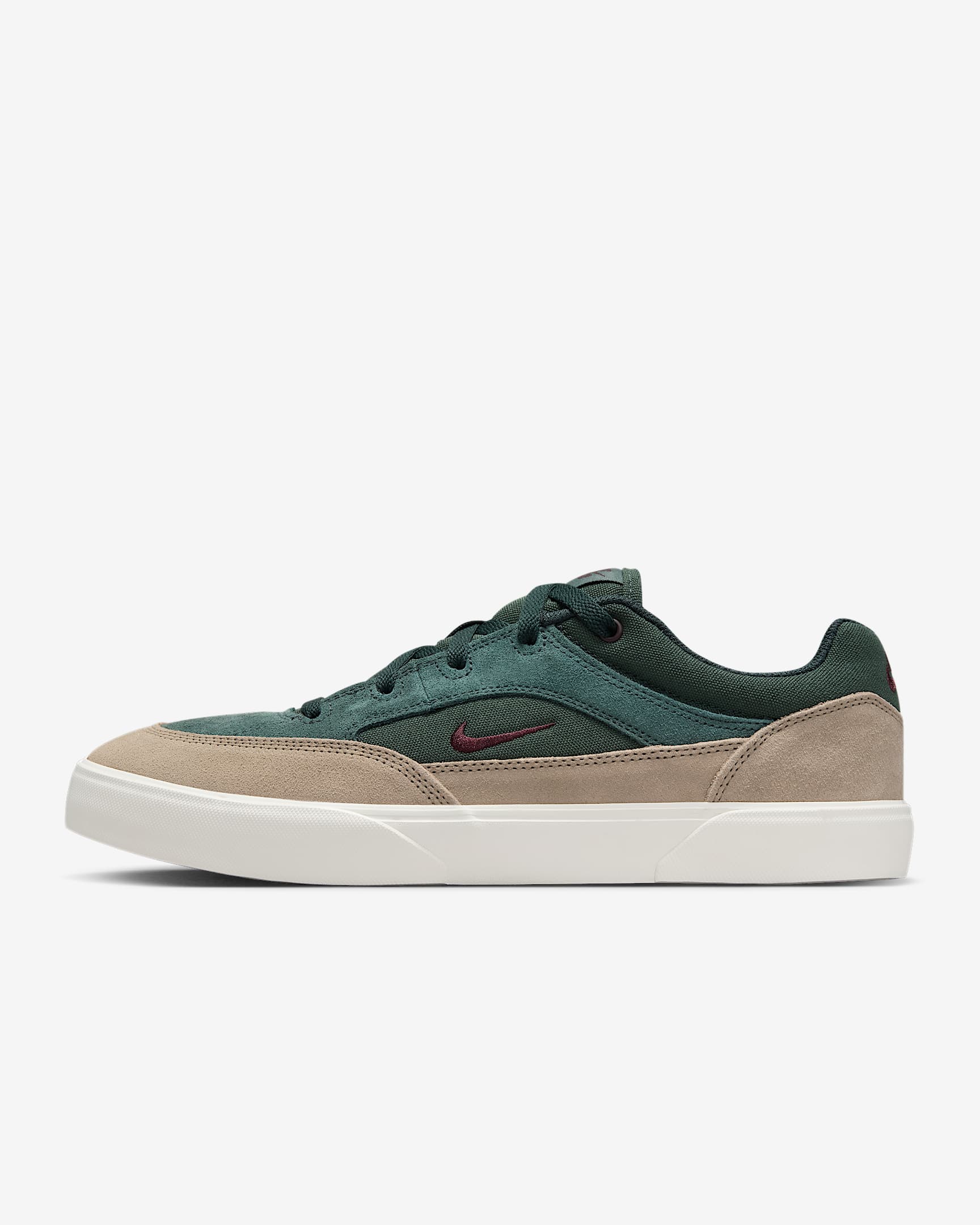 Nike SB Malor 男子薄底滑板鞋 - 海藻绿/卡其/幻影灰白/鲜亮勃艮第酒红