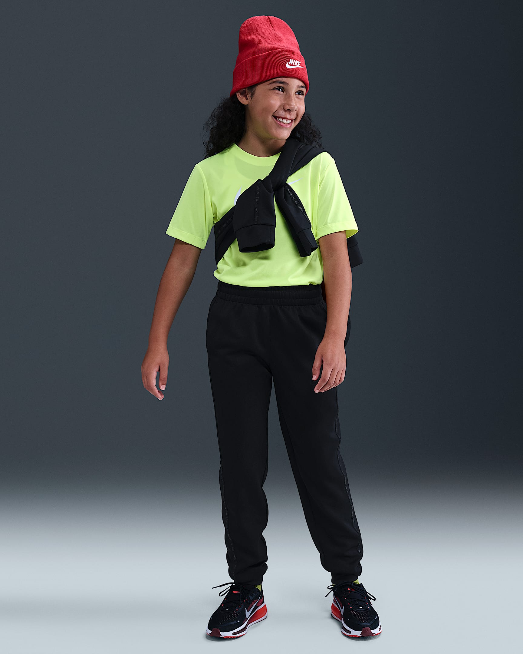 Nike Sportswear Multi 大童长裤 - 黑/暗烟灰/暗烟灰