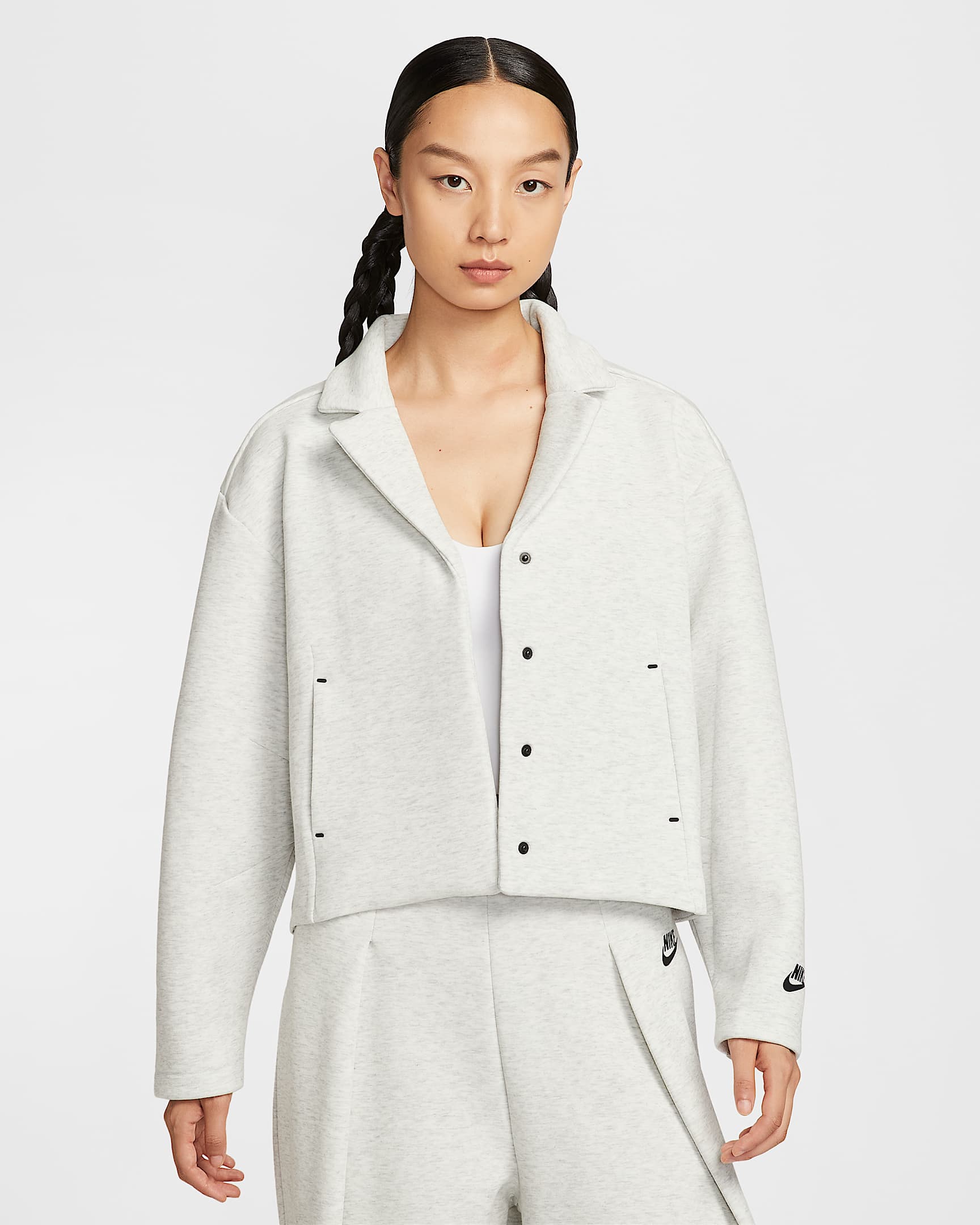 Nike Sportswear Tech Fleece 女子精裁夹克 - 浅灰/调色/黑