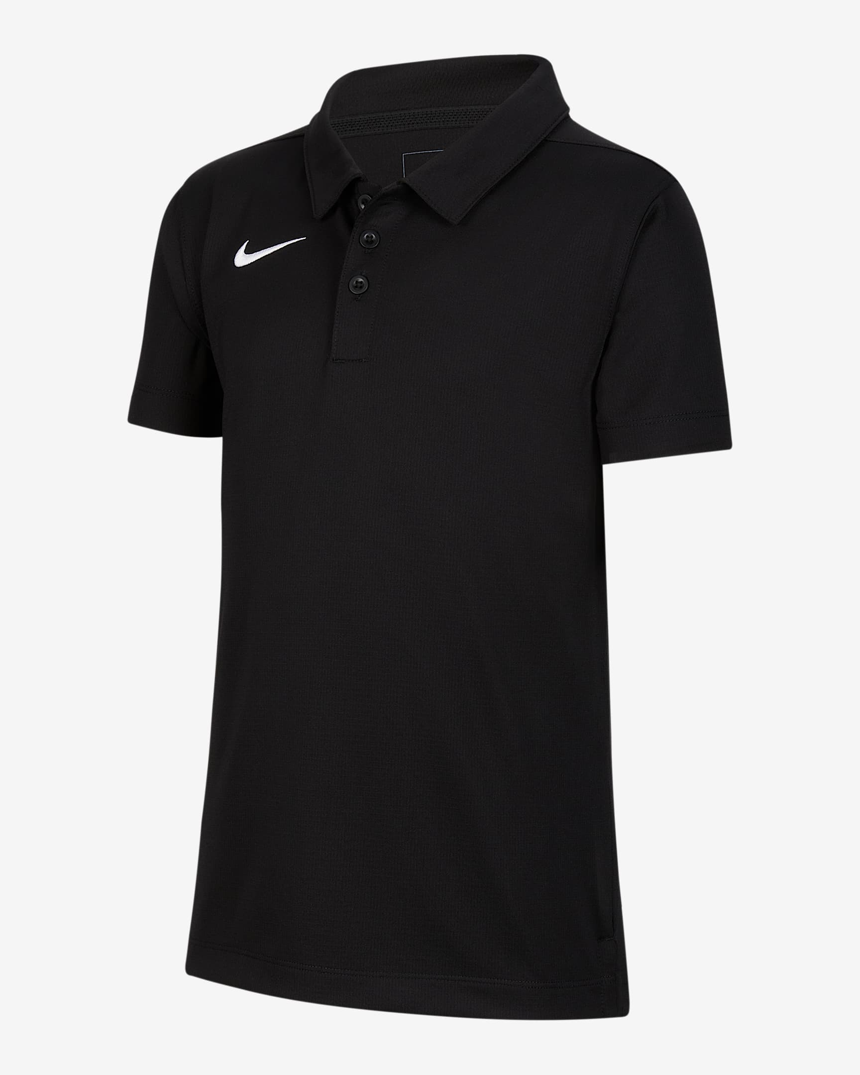 Nike Dri-FIT Stock 大童（男孩）速干翻领T恤 - 黑