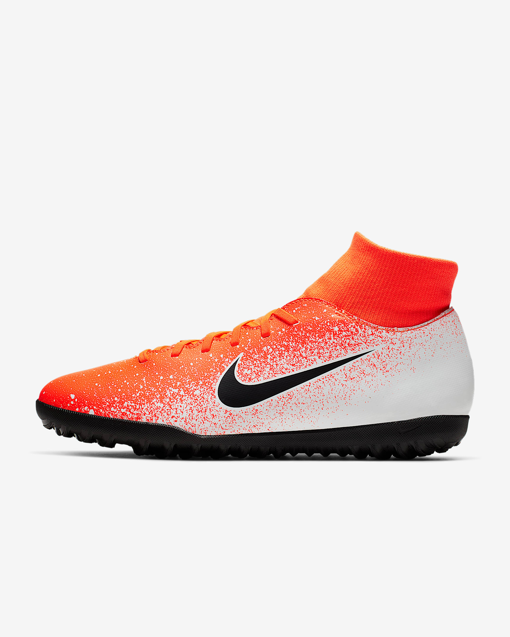 Nike Superfly 6 Club TF 男/女人造场地足球鞋 - 橙红/白色/黑