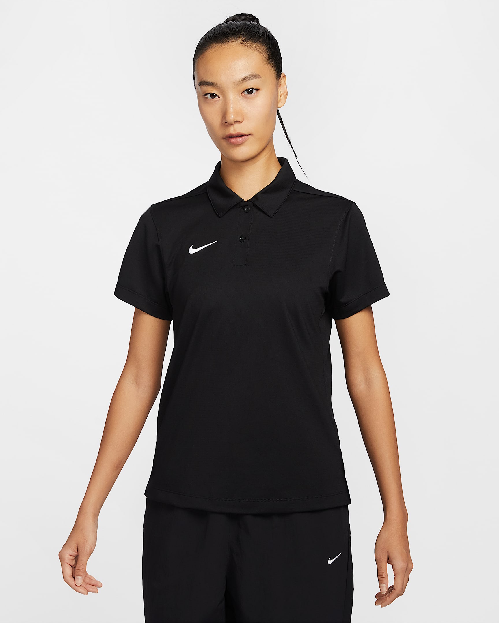 Nike Dri-FIT Stock 女子速干翻领T恤 - 黑
