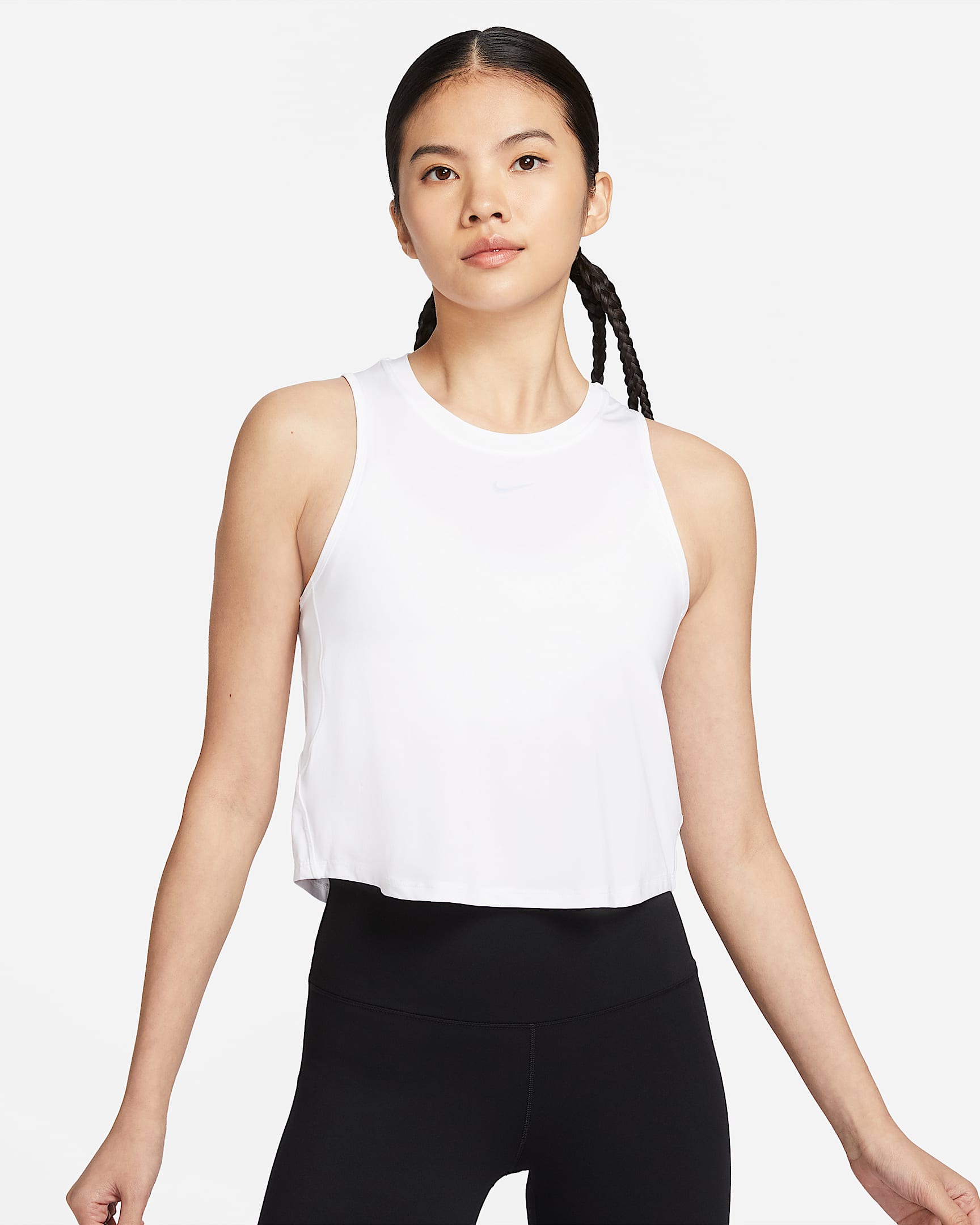 Nike One Classic 郑钦文同款 Dri-FIT 女子透气速干短款背心 - 白色/黑