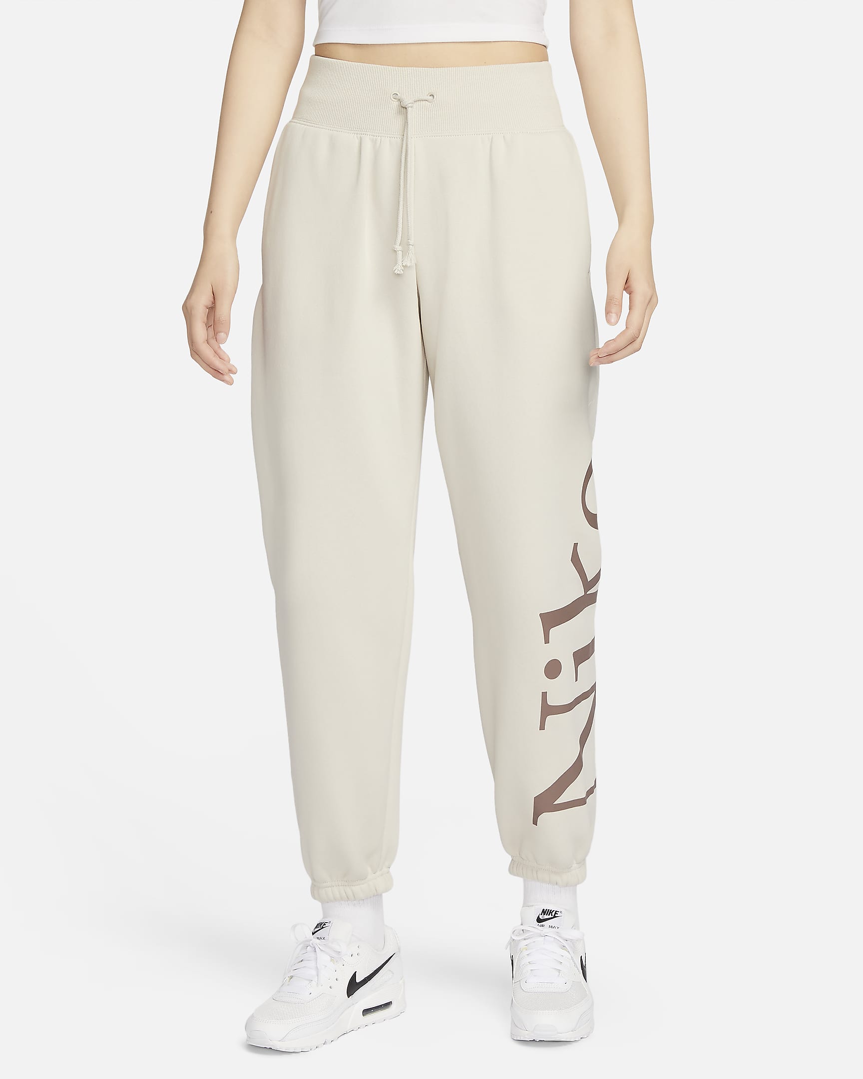Nike Sportswear Phoenix Fleece 女子加绒 Oversize 风标志运动裤 - 浅土褐/烟灰紫红/帆白