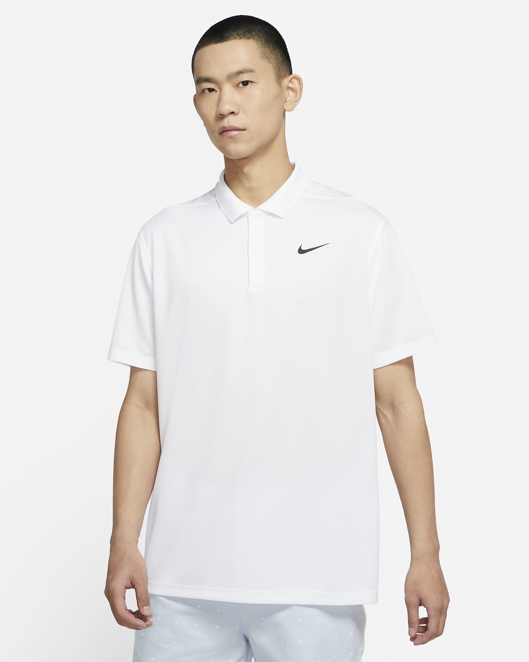 Nike Dri-FIT Victory 男子速干高尔夫翻领T恤 - 白色/黑