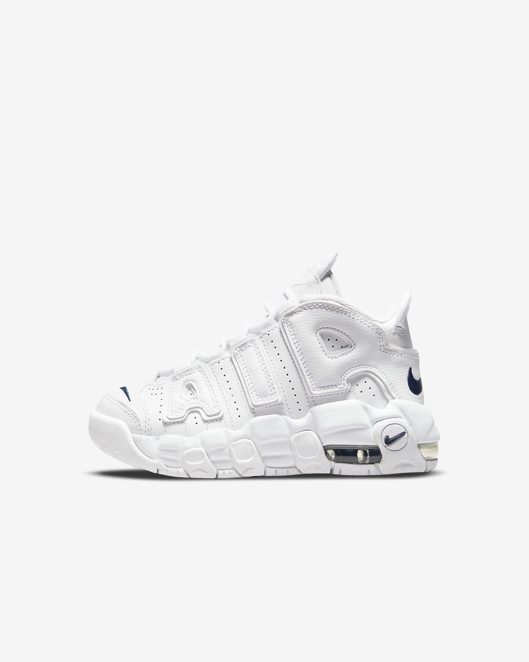 Nike Air More Uptempo 幼童运动童鞋 - 白色/白色/深藏青