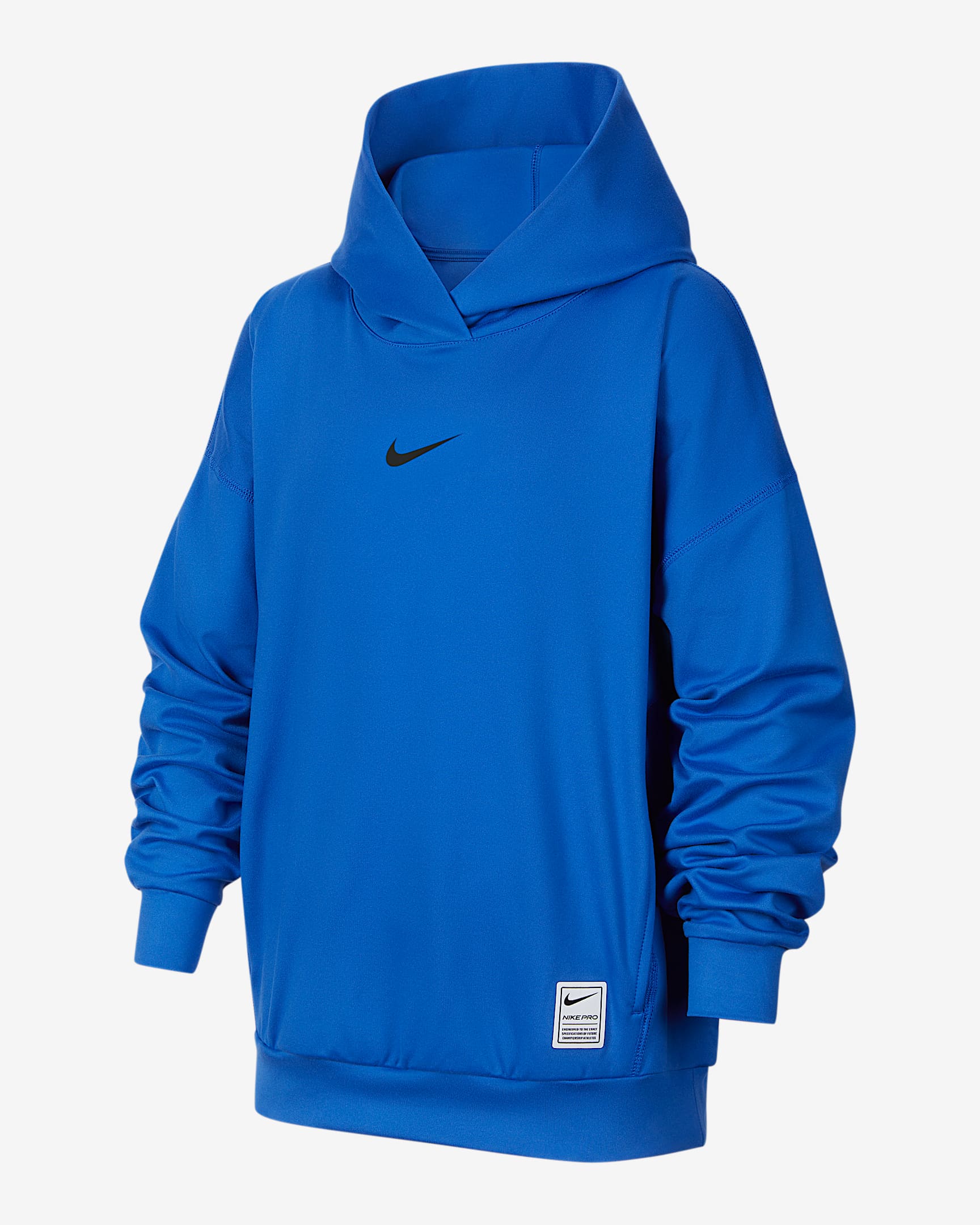 Nike Pro Dri-FIT 大童（男孩）速干针织训练套头连帽衫 - 游戏宝蓝/黑