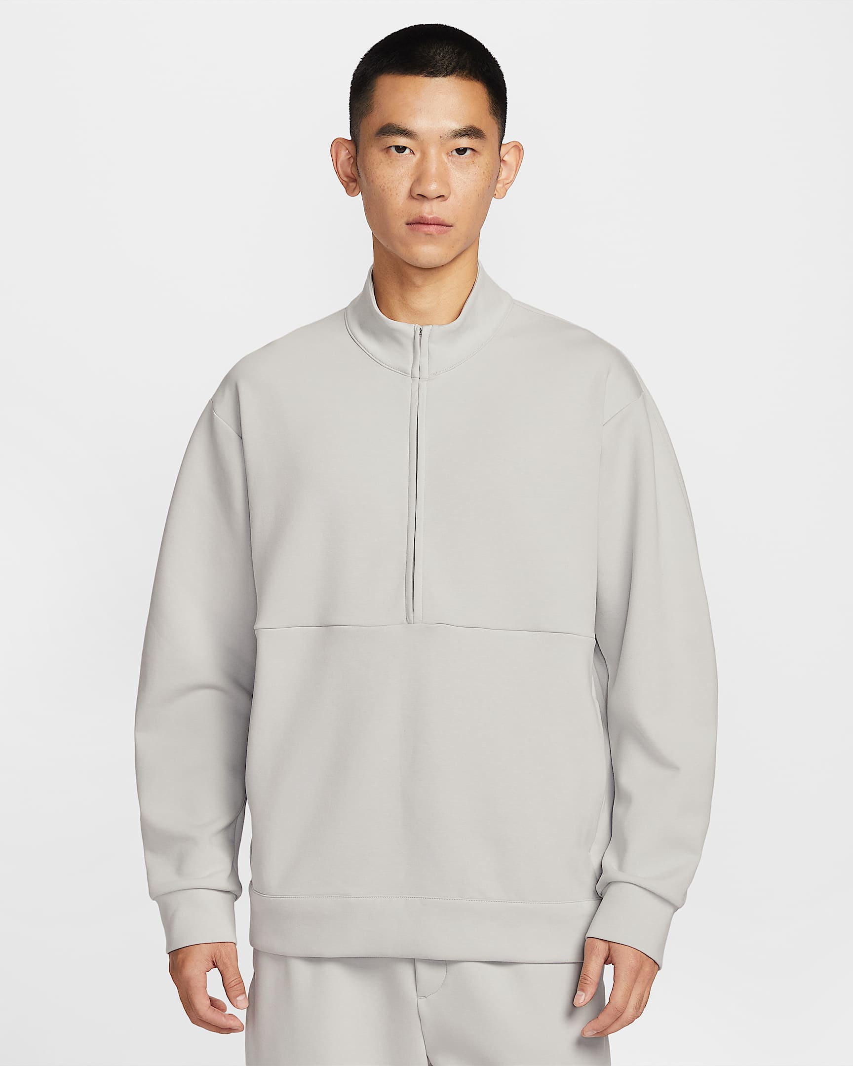 Nike 24.7 ImpossiblySoft Dri-FIT 超感柔软男子速干半长拉链开襟上衣 - 雾灰/浅烟灰