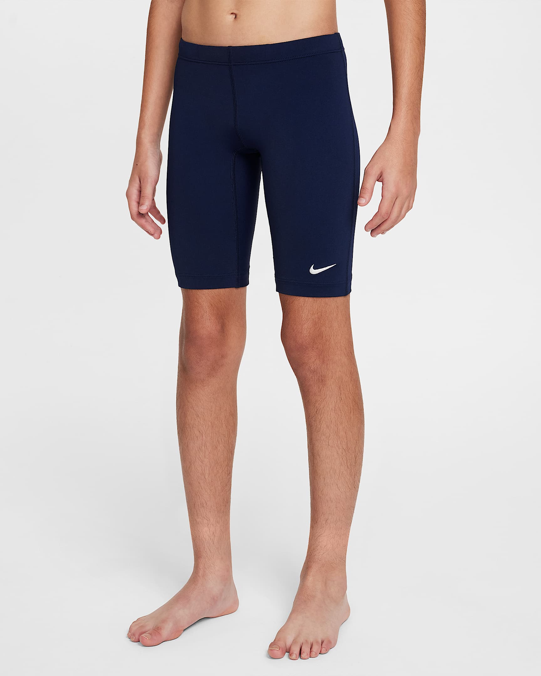 Nike Swim HydraStrong 大童（男孩）紧身泳裤 - 深藏青/白色