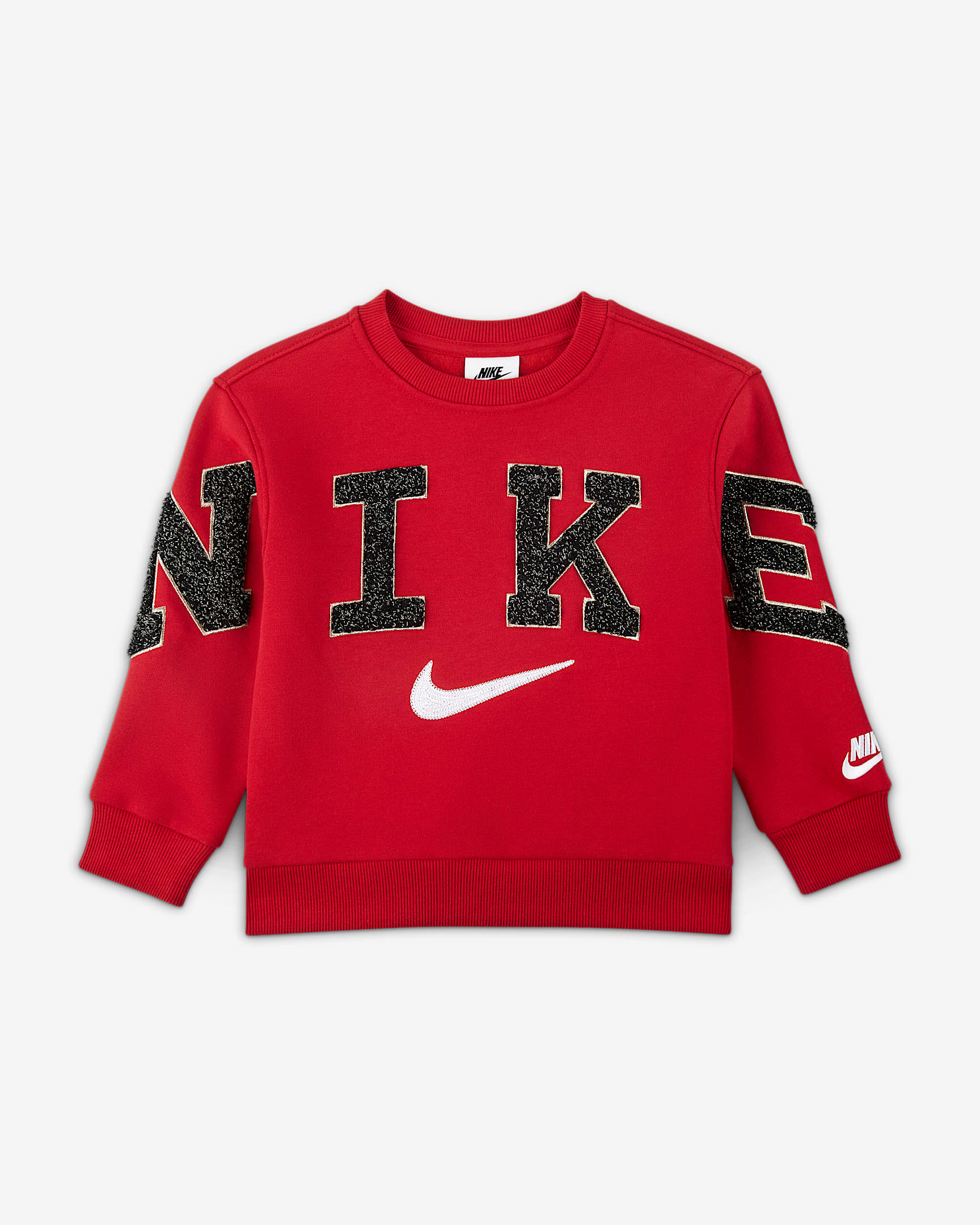 Nike Club 幼童加绒圆领上衣 - 健身红
