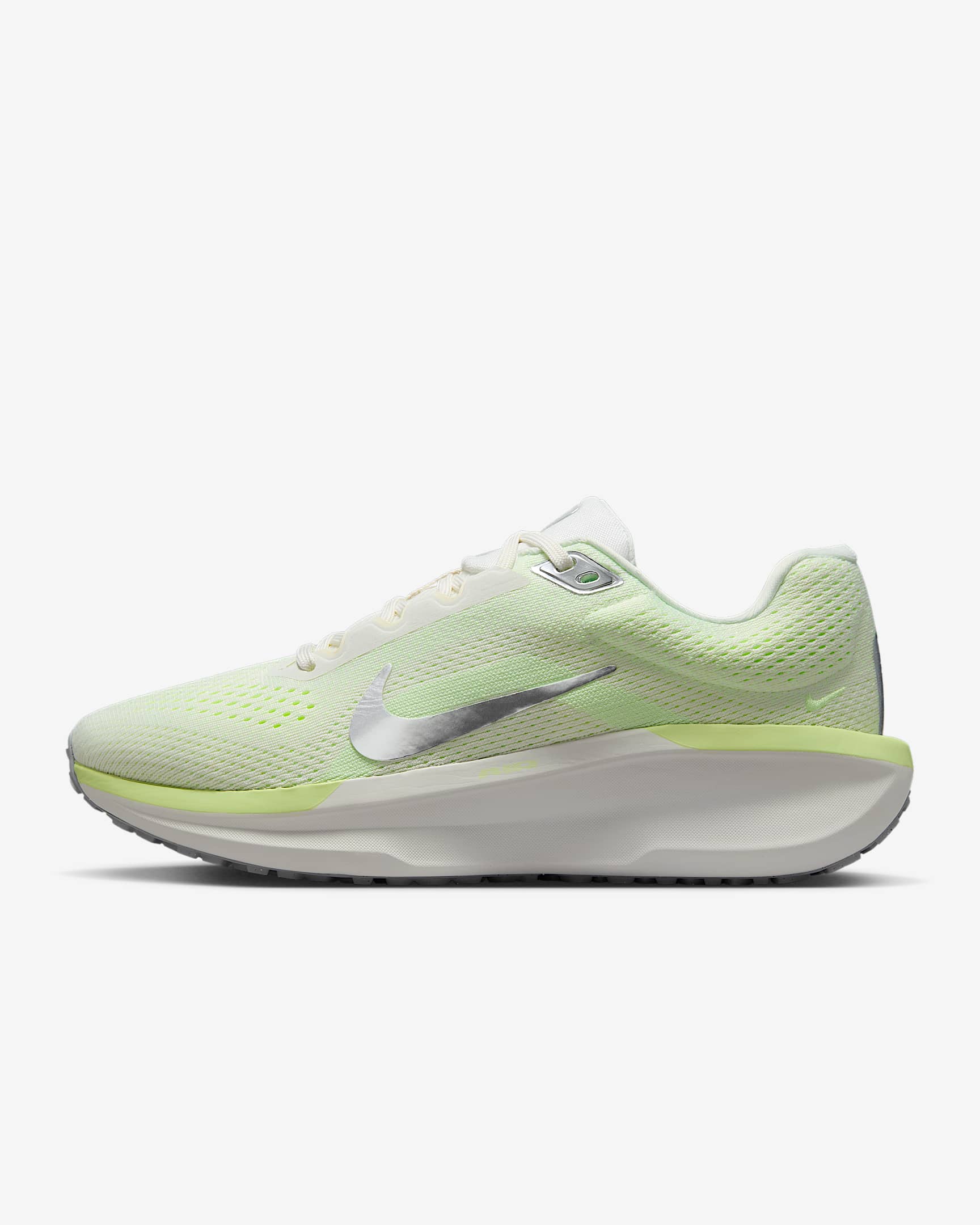 Nike Winflo 11 女子公路跑步鞋 - 帆白/微黄绿/荧光黄/金属银