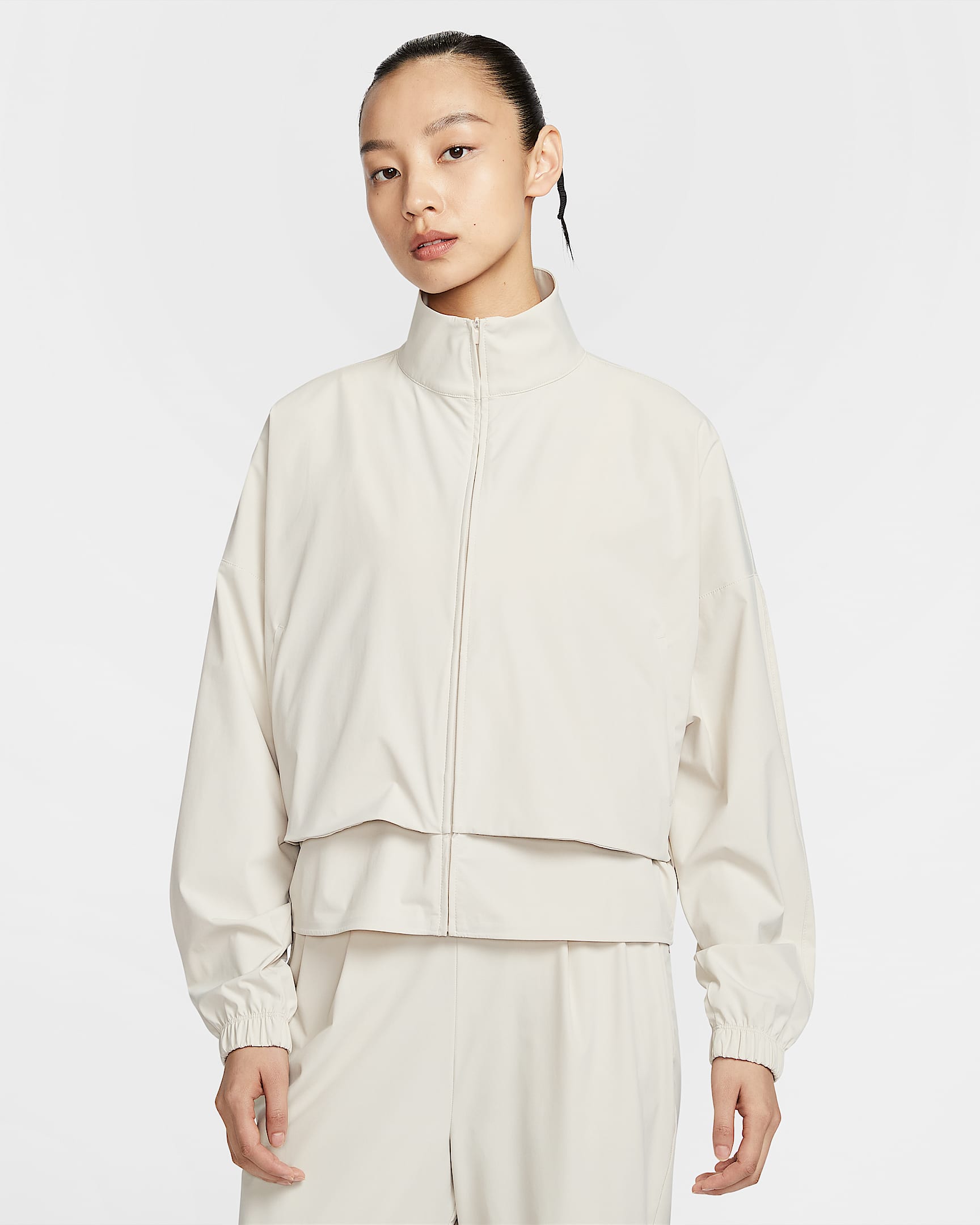 Nike 24.7 PerfectStretch Dri-FIT 女子 Oversize 风速干全长拉链开襟夹克 - 浅土褐/浅铁矿石灰