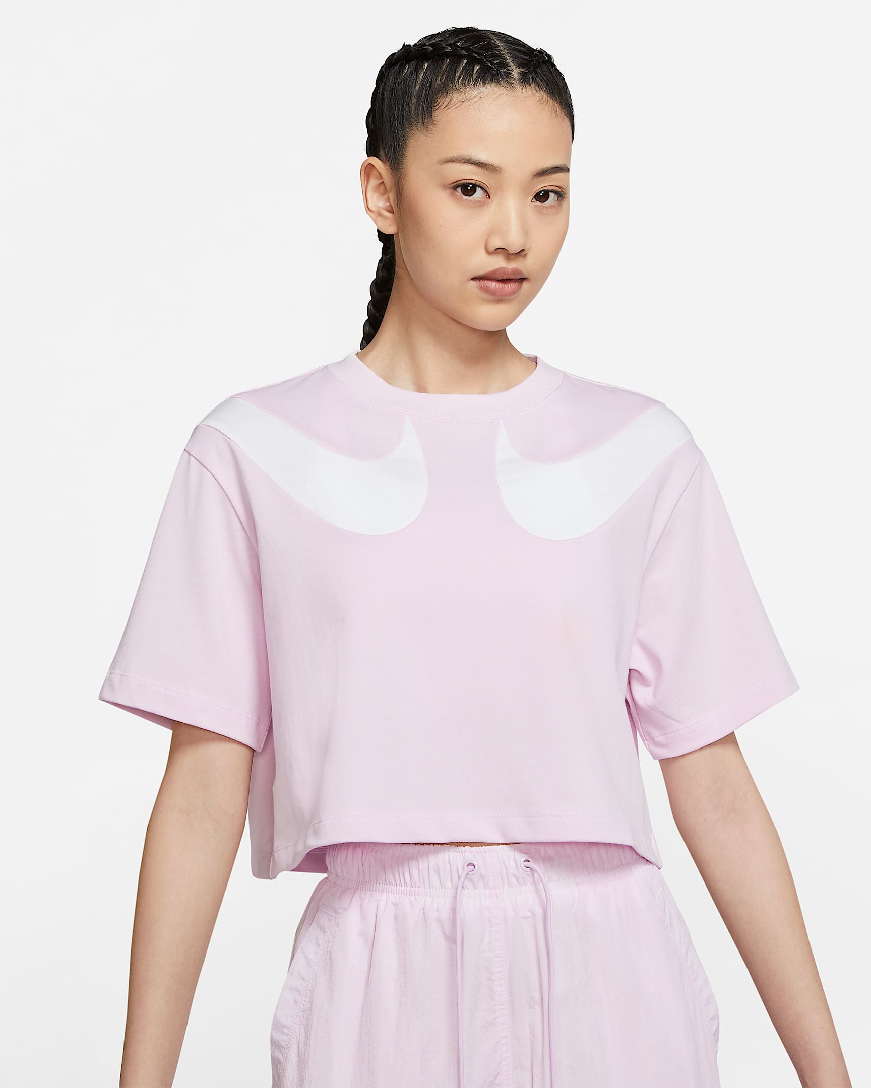 Nike Sportswear Swoosh 女子T恤 - 帝王粉/白色/白色