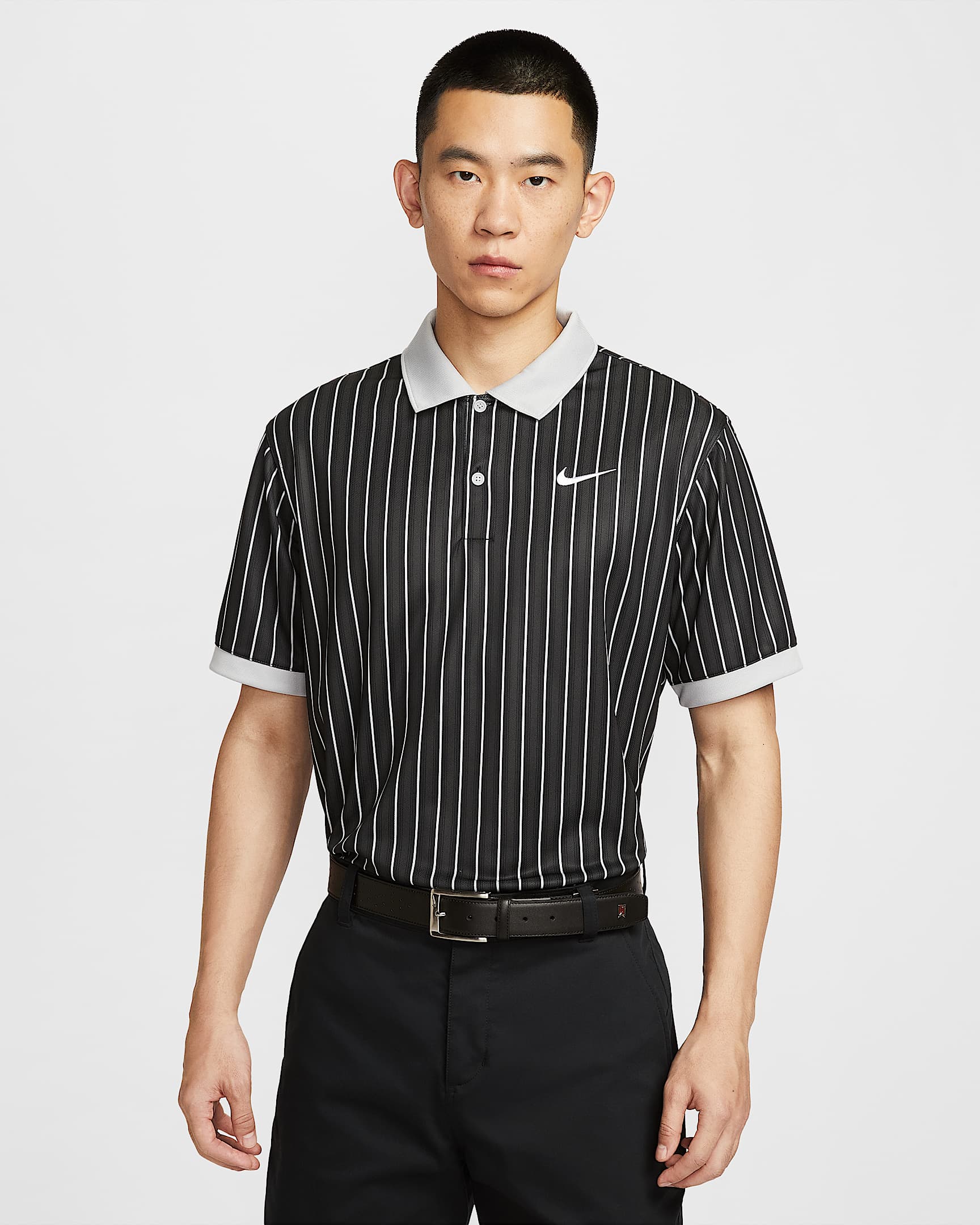 Nike Victory+ Dri-FIT 男子速干高尔夫翻领T恤 - 煤黑/狼灰/白色