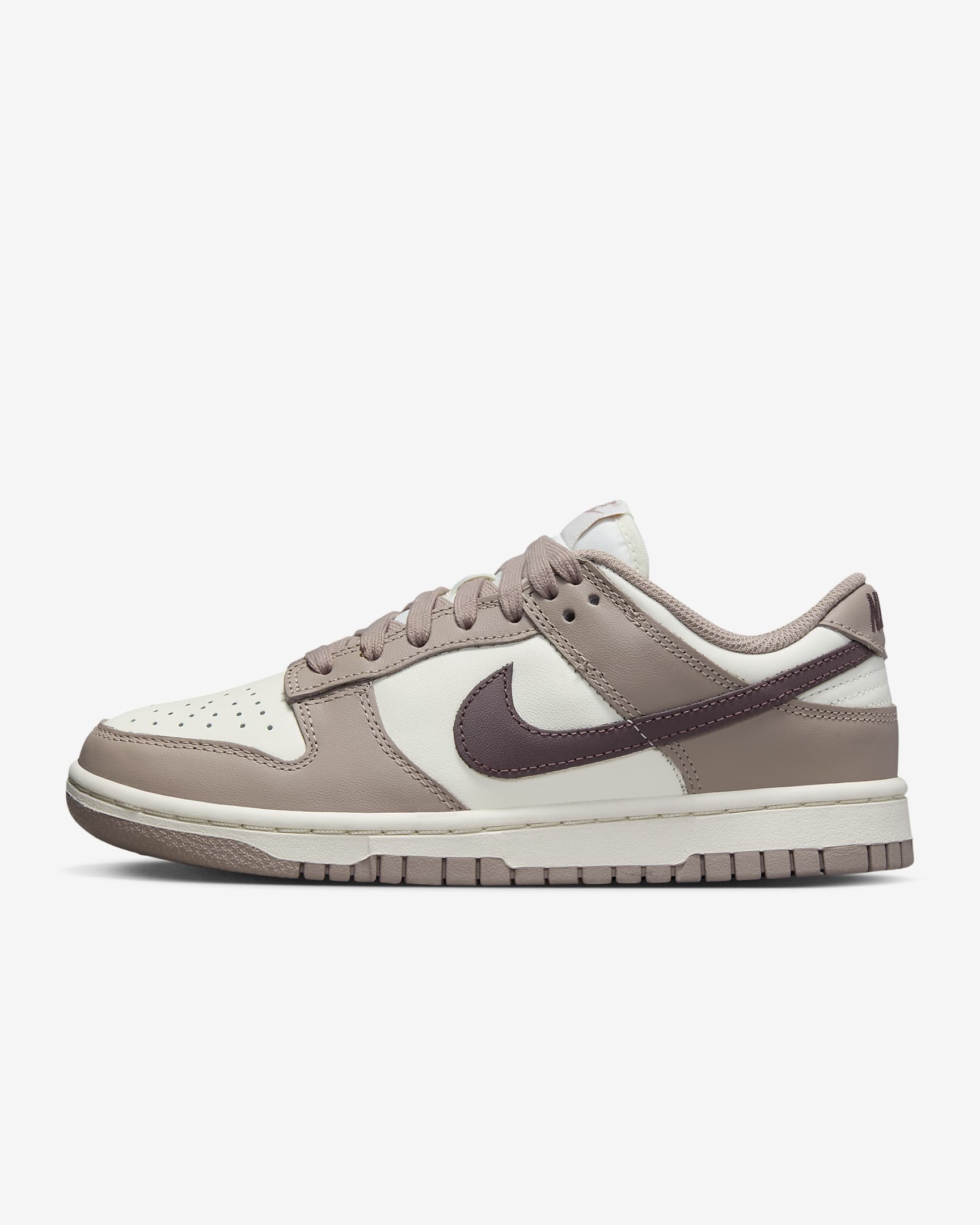Nike Dunk Low 女子运动鞋复古板鞋 - 帆白/灰褐/日蚀紫红