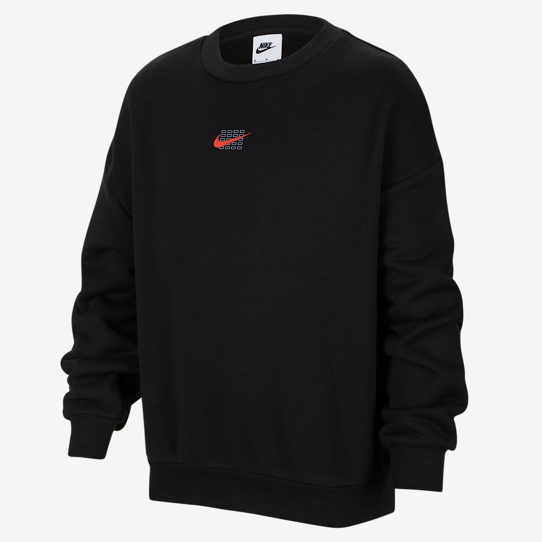 Nike Sportswear 大童 Oversize 风圆领针织运动衫 - 黑