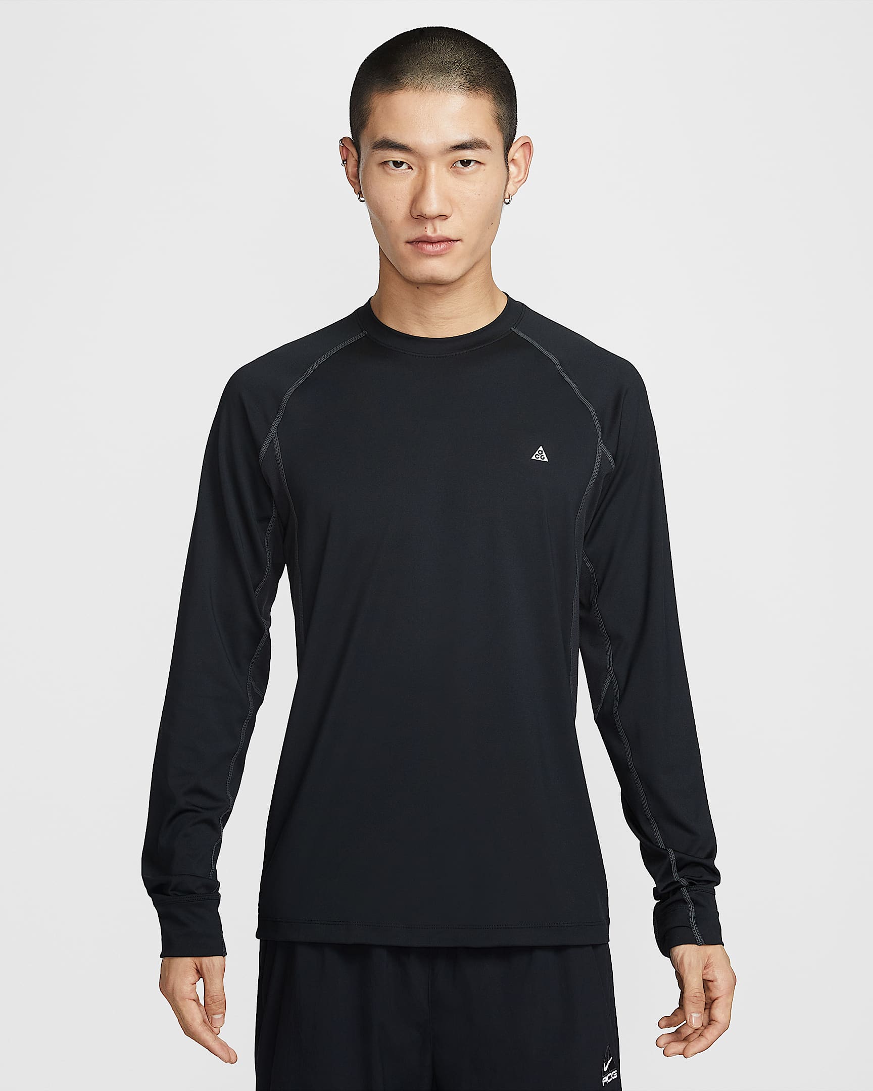Nike ACG Dri-FIT 男子速干长袖修身运动上衣 - 黑/煤黑/山峰白