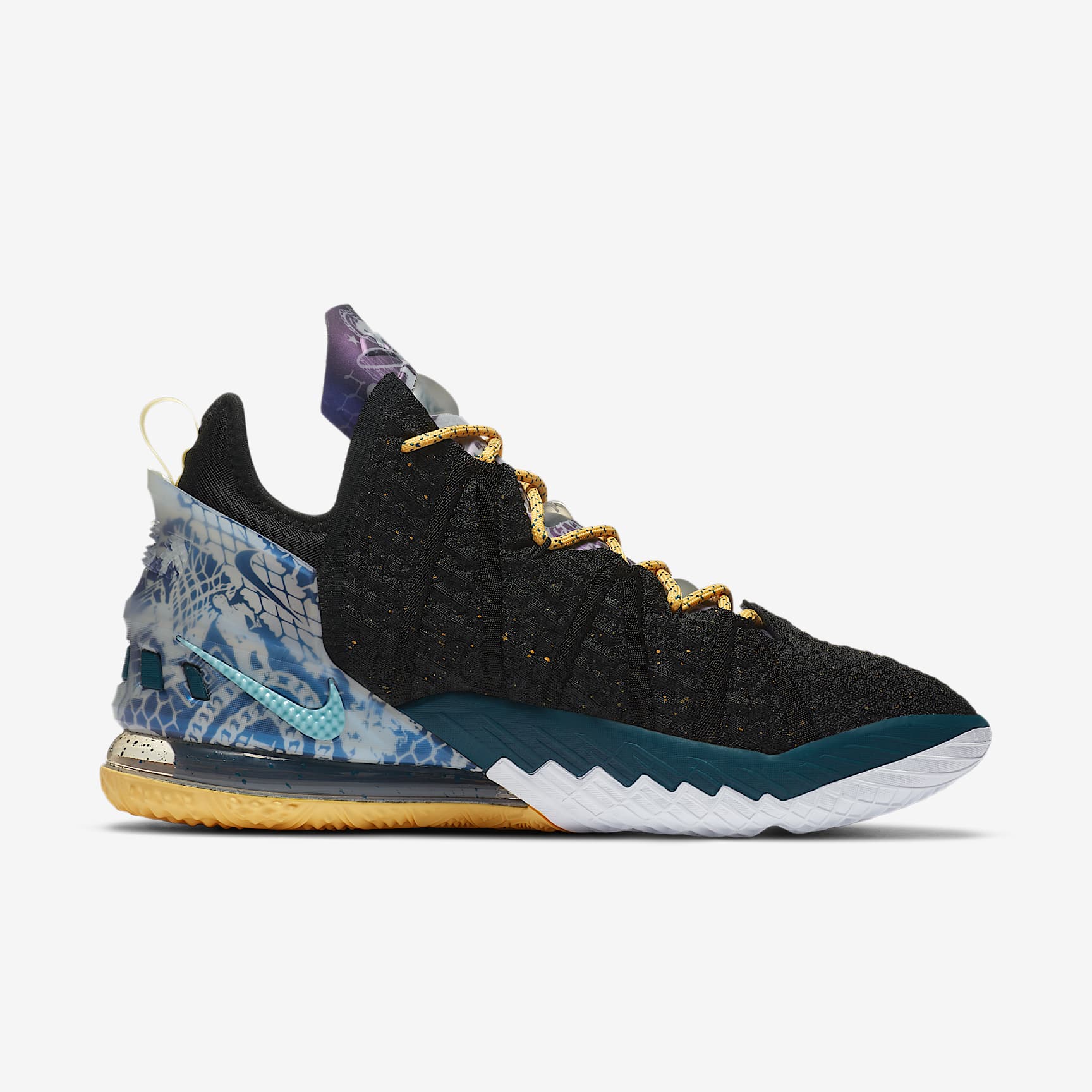 LeBron XVIII EP 男/女篮球鞋 - 黑/典雅托帕石色/暗宝蓝/浅蓝