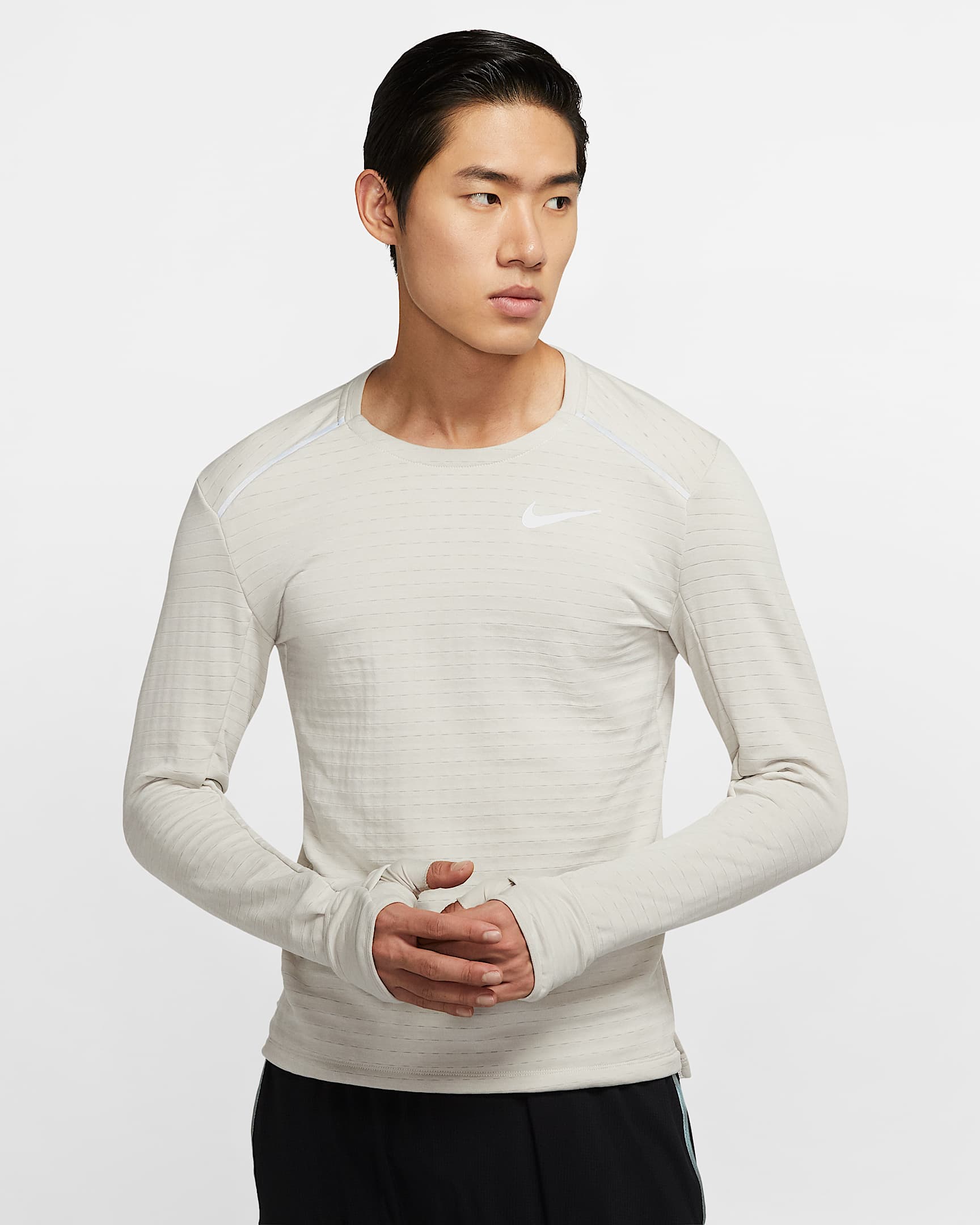Nike Therma Element 3.0 男子长袖跑步上衣 - 线灰/调色/帆白